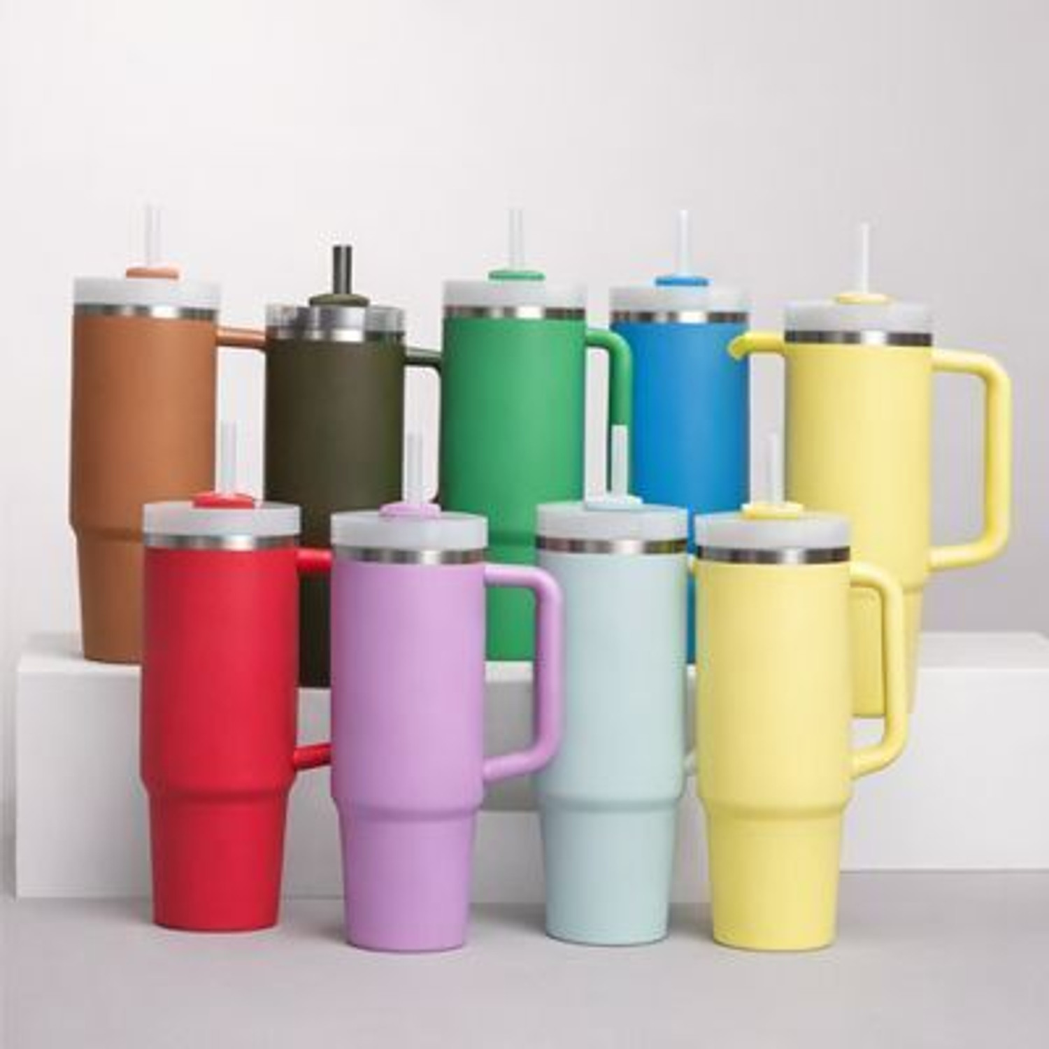 Image of INFIX MART Tumbler Sipper With Handle, Straw And Lid, Double Wall Insulated Vacuum Stainless Steel Tumbler