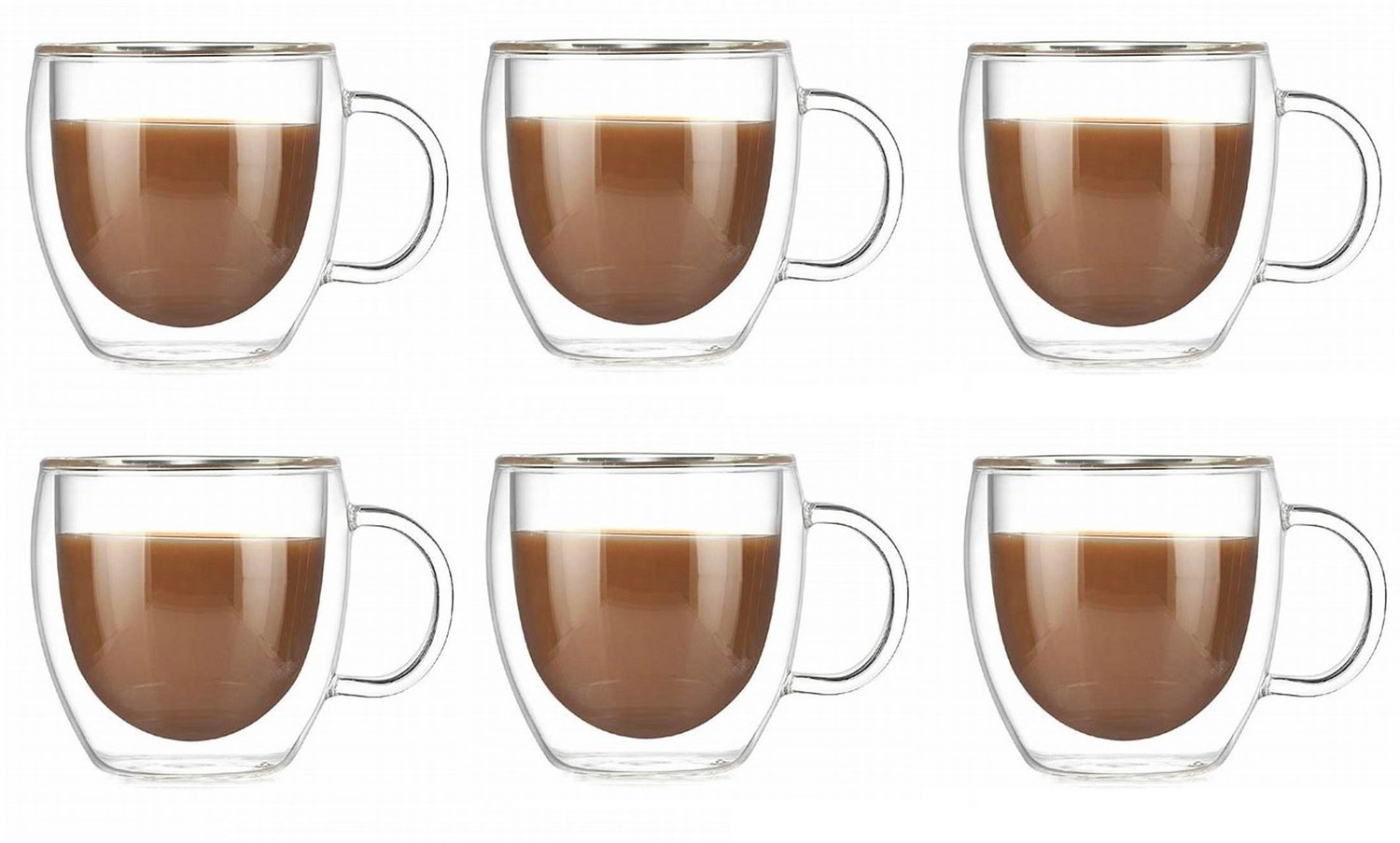 Image of IndusBay Double Walled Insulated microwave Safe Boroslicate Glass Cups for Tea, Coffee Glass Coffee Mug