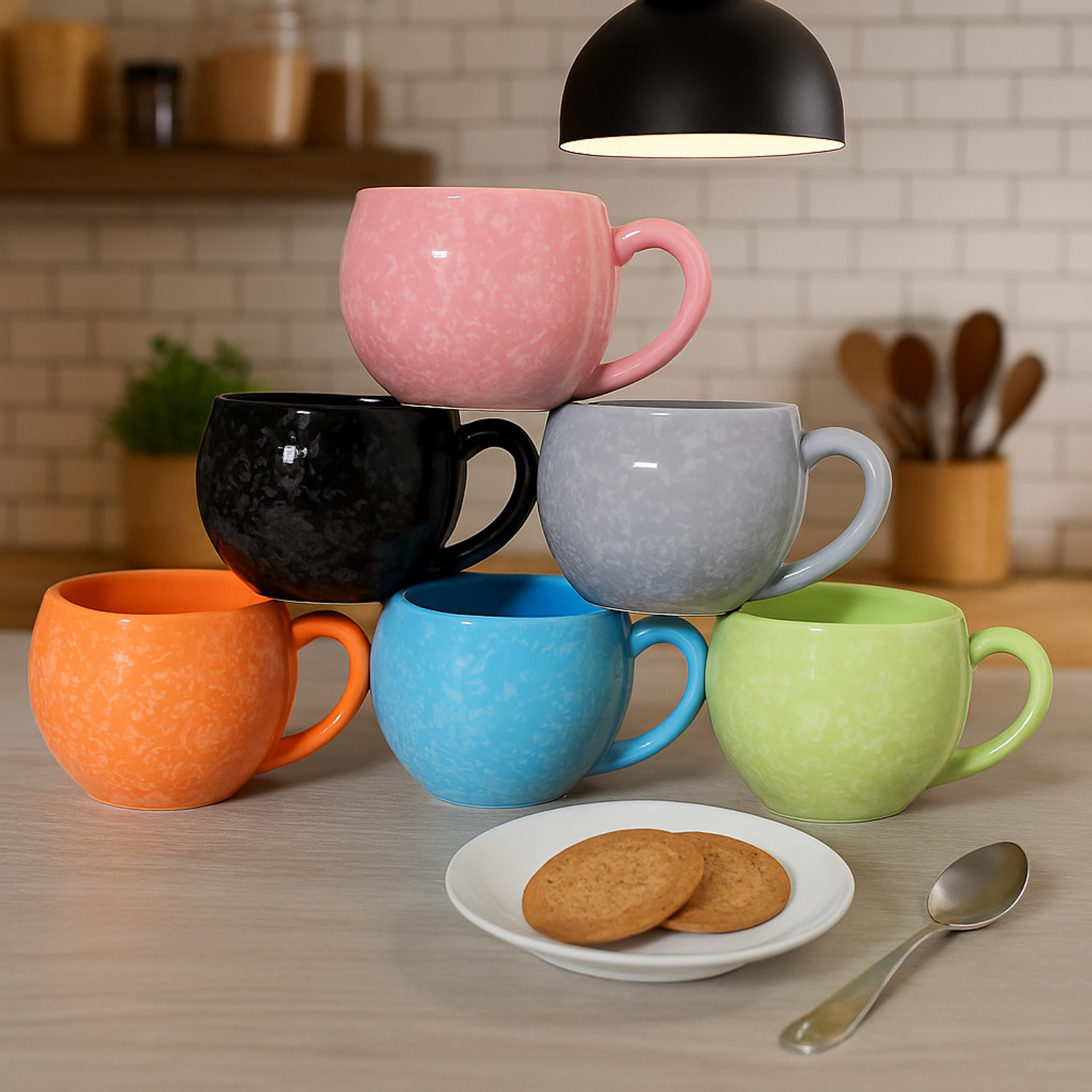 Image of Kartik Handicraft Pack of 6 Ceramic, Bone China Printed Microwave Safe Tea Cup (Multicolor, Cup)