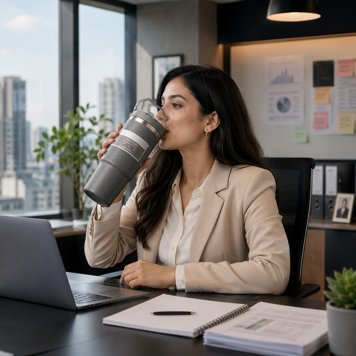 Image of Vrinda tumbler | 12H hot and 24H cold | stainless still | (900 ml) Stainless Steel Tumbler (900 ml)