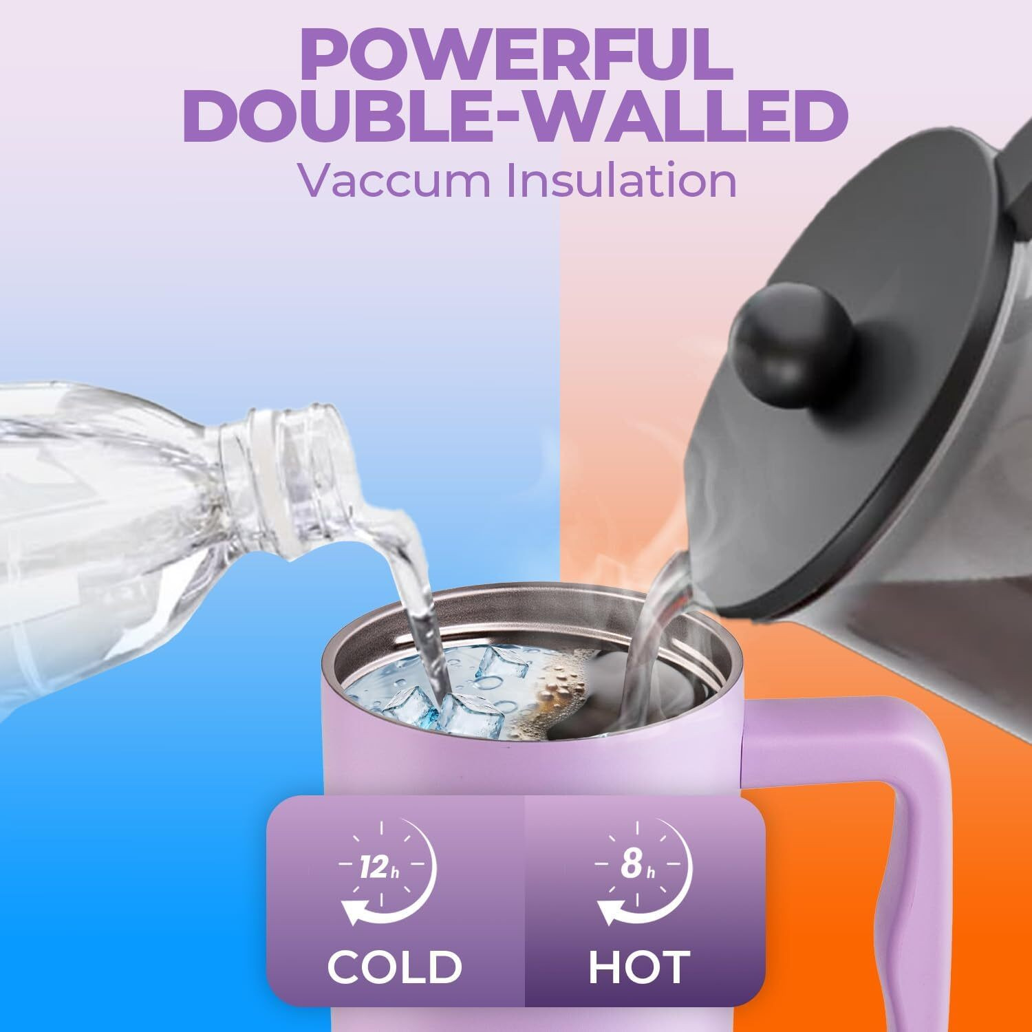 Image of INDIWARRIOR Insulated Tumbler with Straw & Handle, Hot and Cold Stainless Steel Tumbler