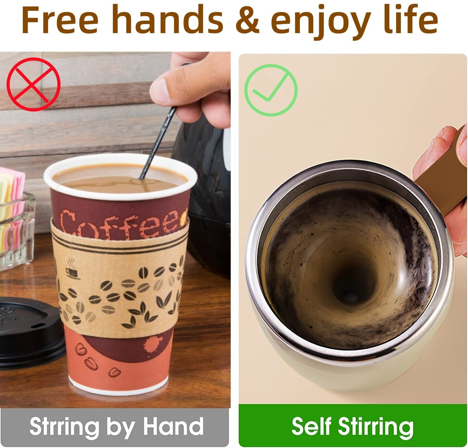 Image of ZWEELAY Self Stirring Coffee,Rechargeable Automatic Magnetic Mixing Plastic, Stainless Steel Coffee Mug