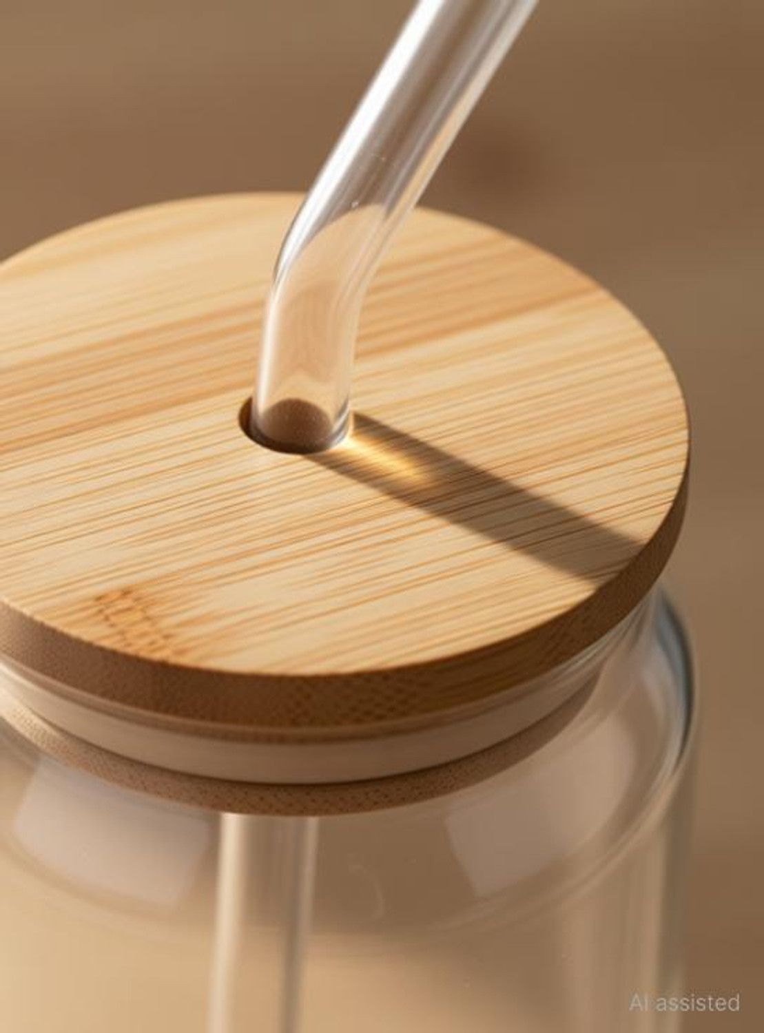 Image of MMTSWorld Wooden Lid Mojito Glass Sipper Tumbler with Straw for Green Tea Glass Coffee Mug