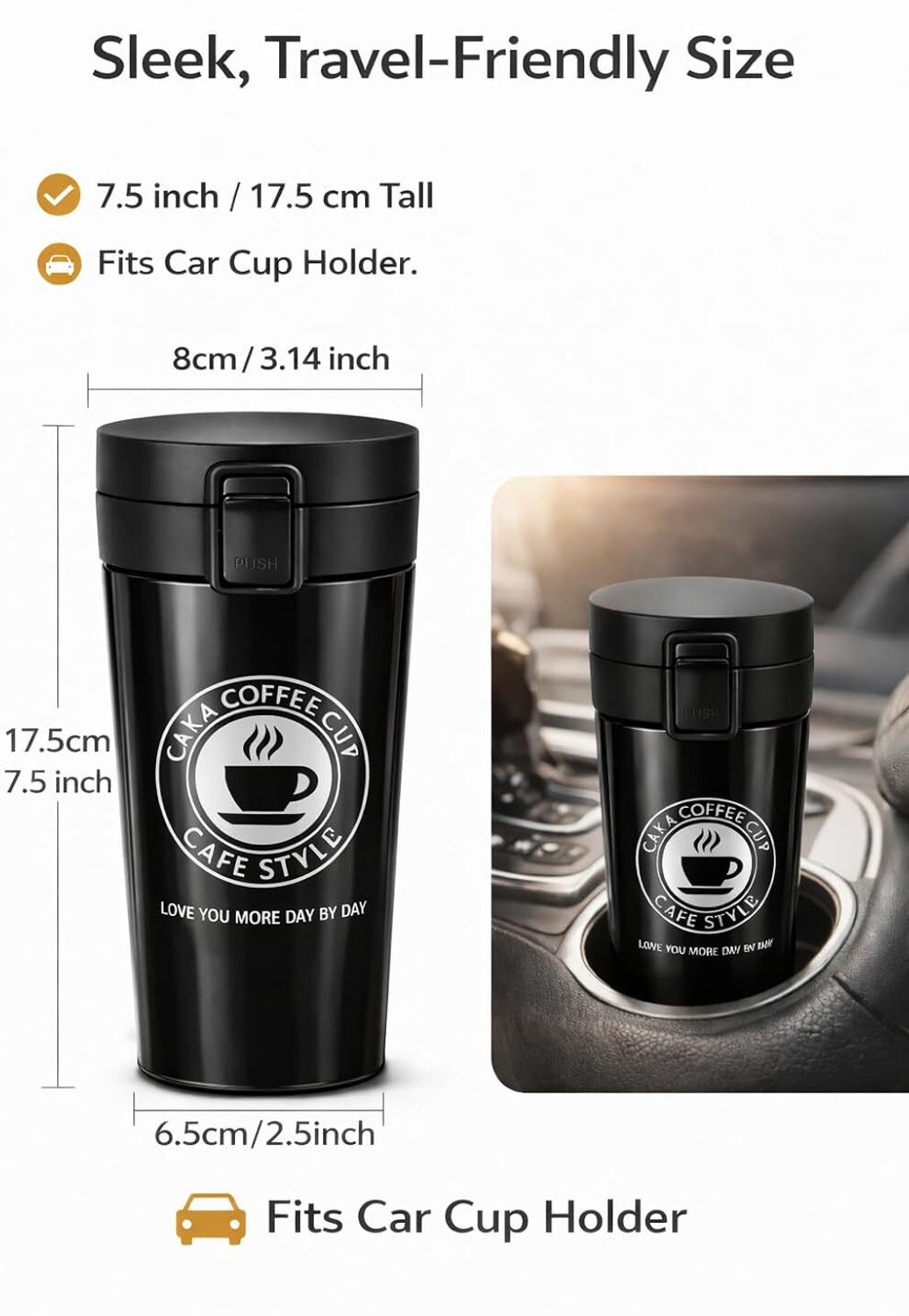 Image of RIYAHUB Stainless Steel Travel Coffee Leakproof Vacuum Insulated Cup Stainless Steel Coffee Mug