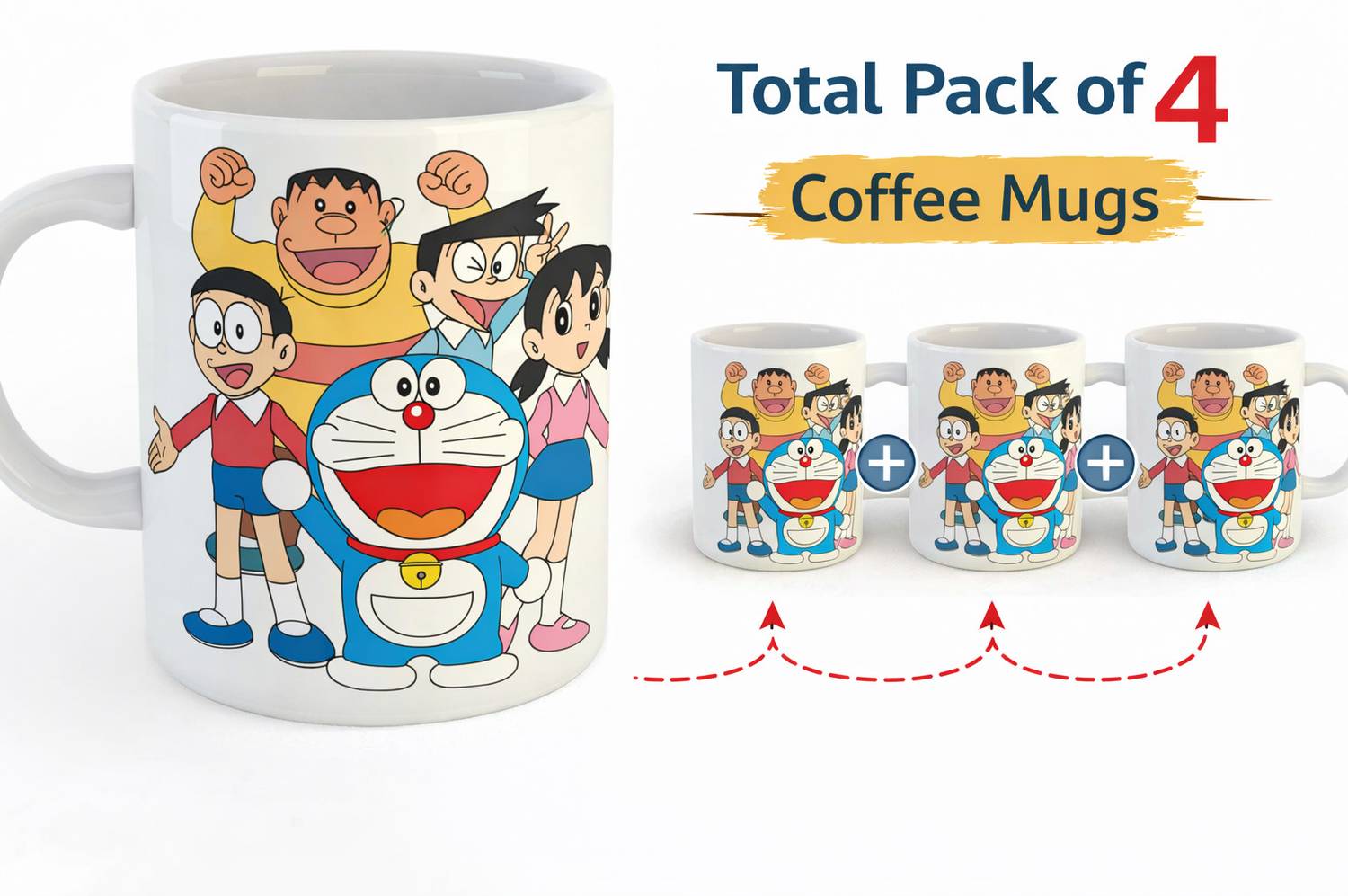 BuyAmaze Doremon Nobita Friends Cartoon Design for Kids Ceramic Coffee Mug