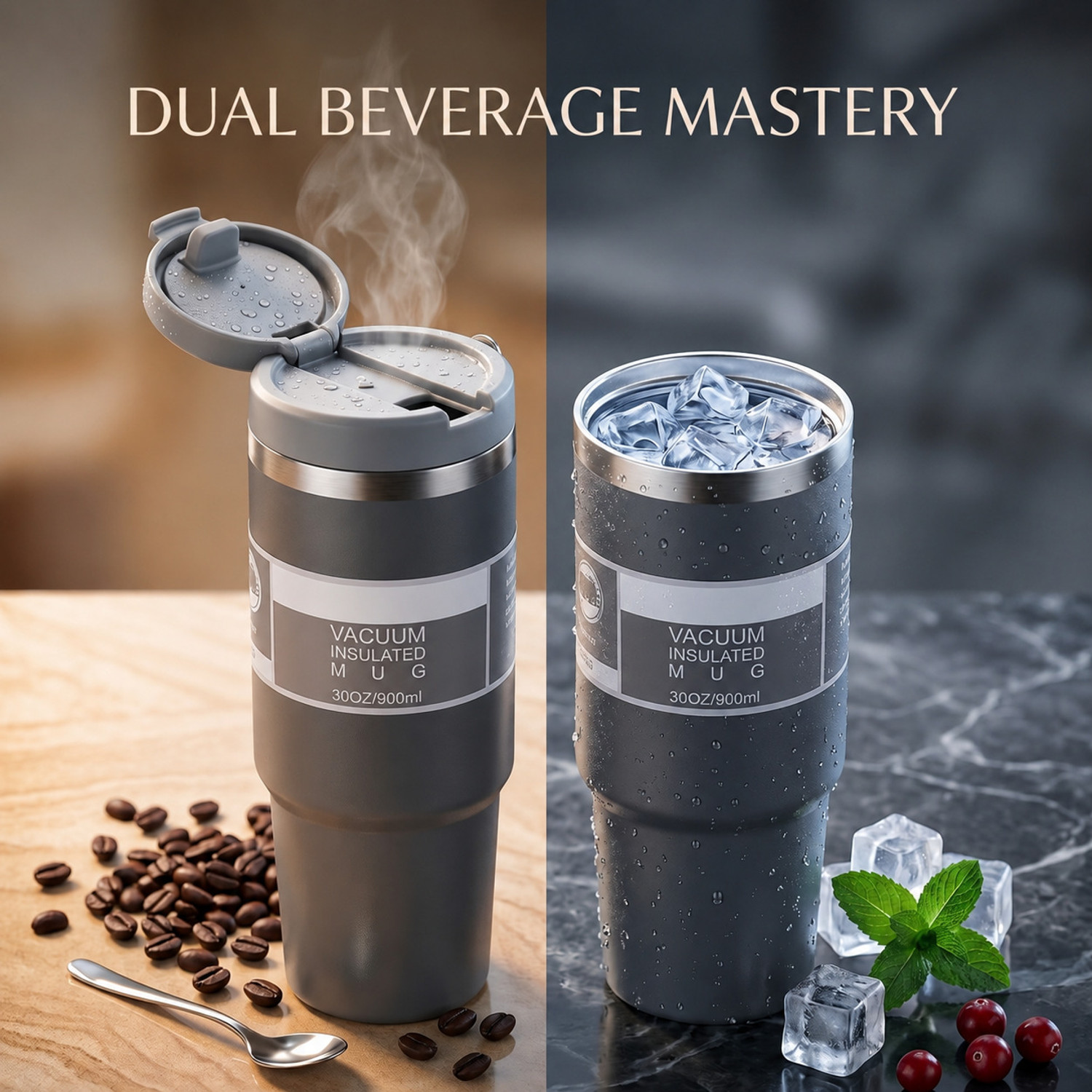 Image of Vrinda tumbler | 12H hot and 24H cold | stainless still | (900 ml) Stainless Steel Tumbler (900 ml)