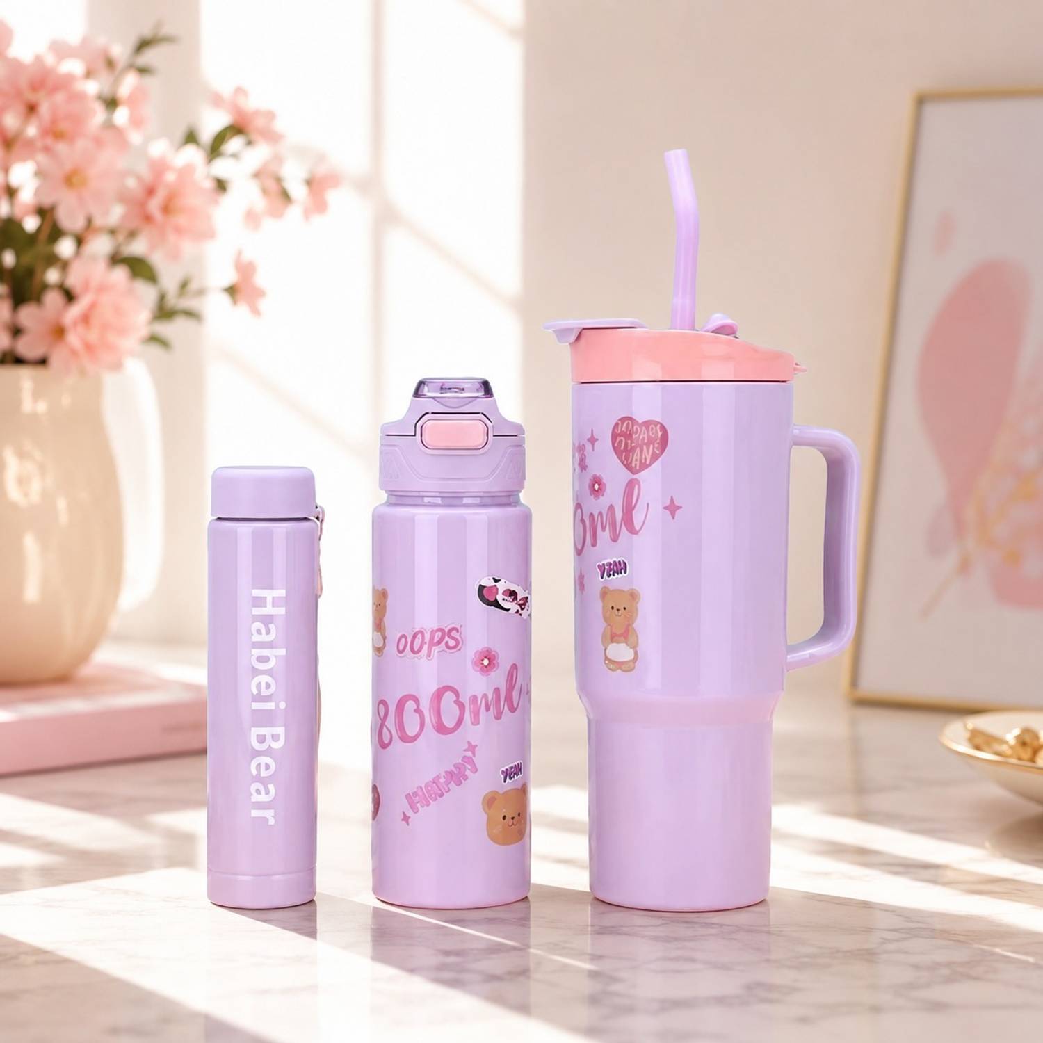 BATBIRD 3Pc Plastic Purple Multi Plastic Tumbler