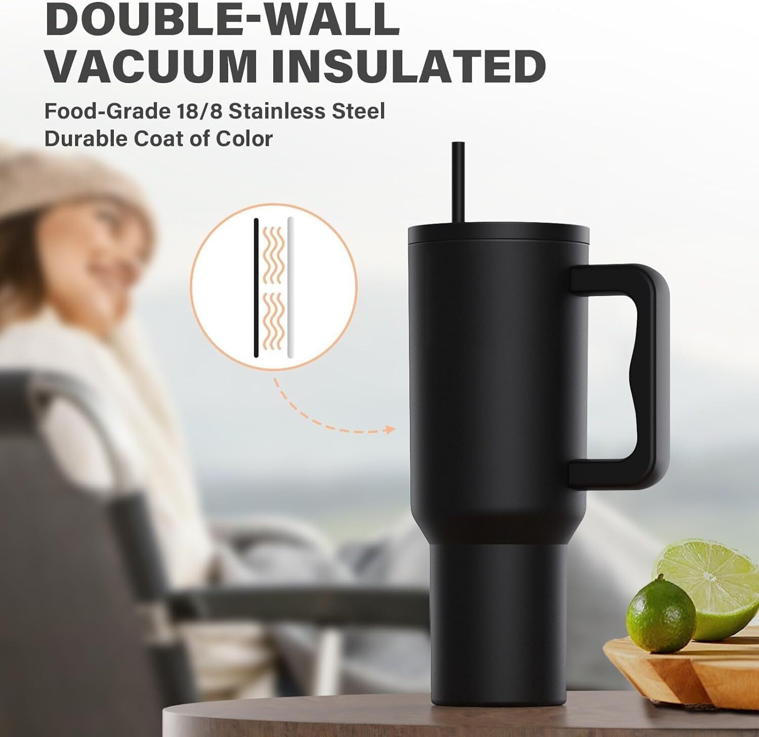 Image of INDIWARRIOR Sipper Bottle Double Insulated Tumbler With Handle And Straw Accessories 1200 ml Stainless Steel Bottle