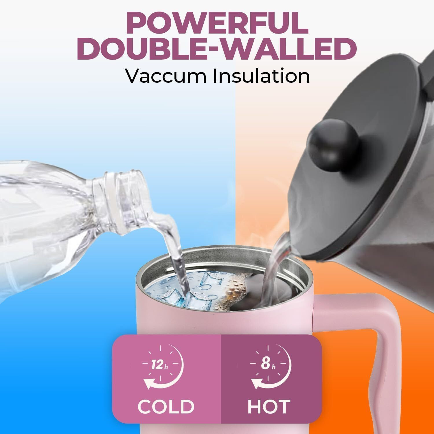 Image of INDIWARRIOR Insulated Tumbler with Handle & Straw | Double Wall Vacuum Travel Stainless Steel Tumbler