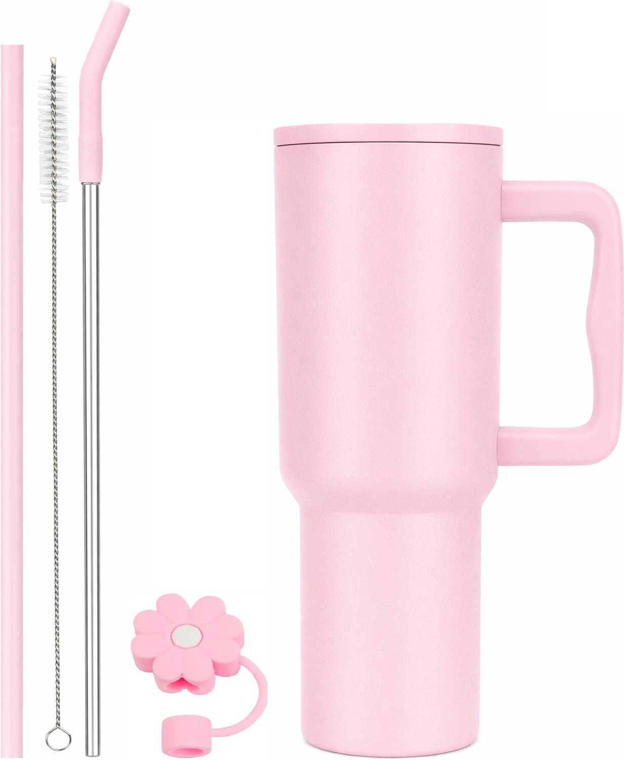 INDIWARRIOR 40oz Stainless Steel Tumbler with Handle & Straw