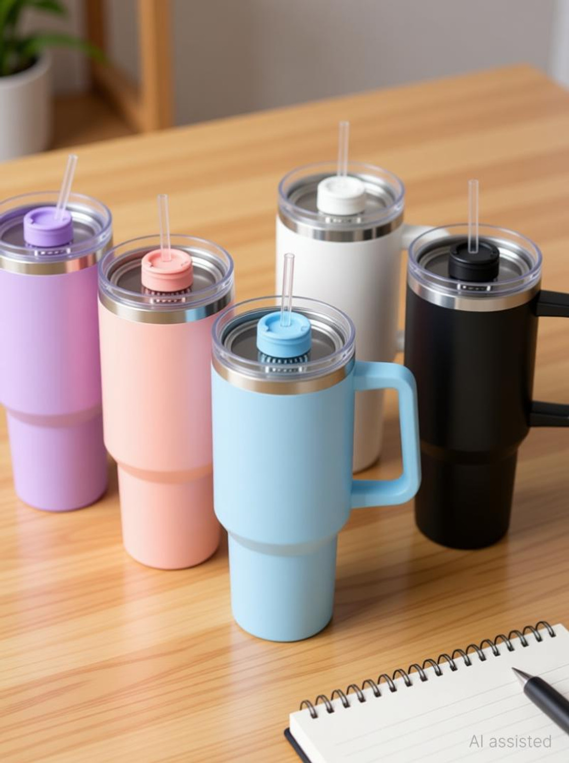 Image of Smarty Worlds Smarty Tumbler with Handle and Straw Water Bottle Travel Coffee Cup Hot &Cold Stainless Steel Tumbler
