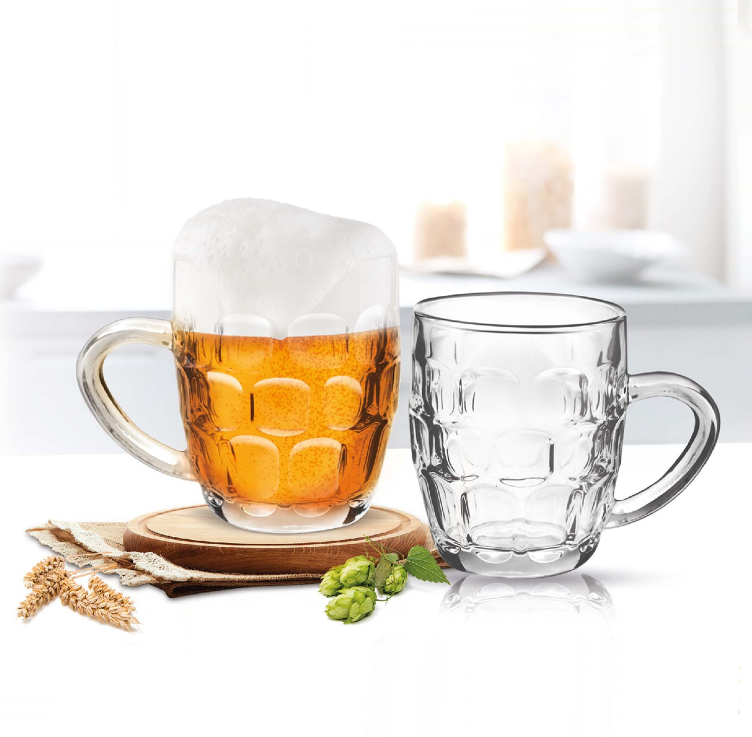 Image of TREO Cascade Cool Glass Beer, Set of 4, 292 ml Each| Serve Whiskey | Wine | Juice Glass Beer Mug