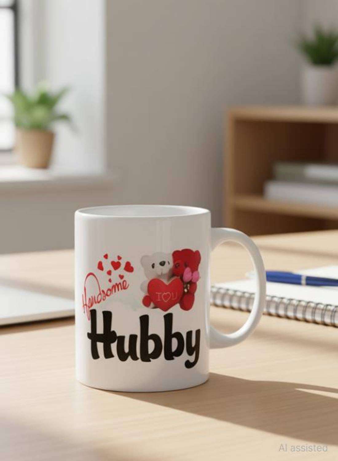 AMAR CREATION Hubby Wifiy Printed Tea & Coffee 350ml Ceramic for Couple's Ceramic Coffee Mug