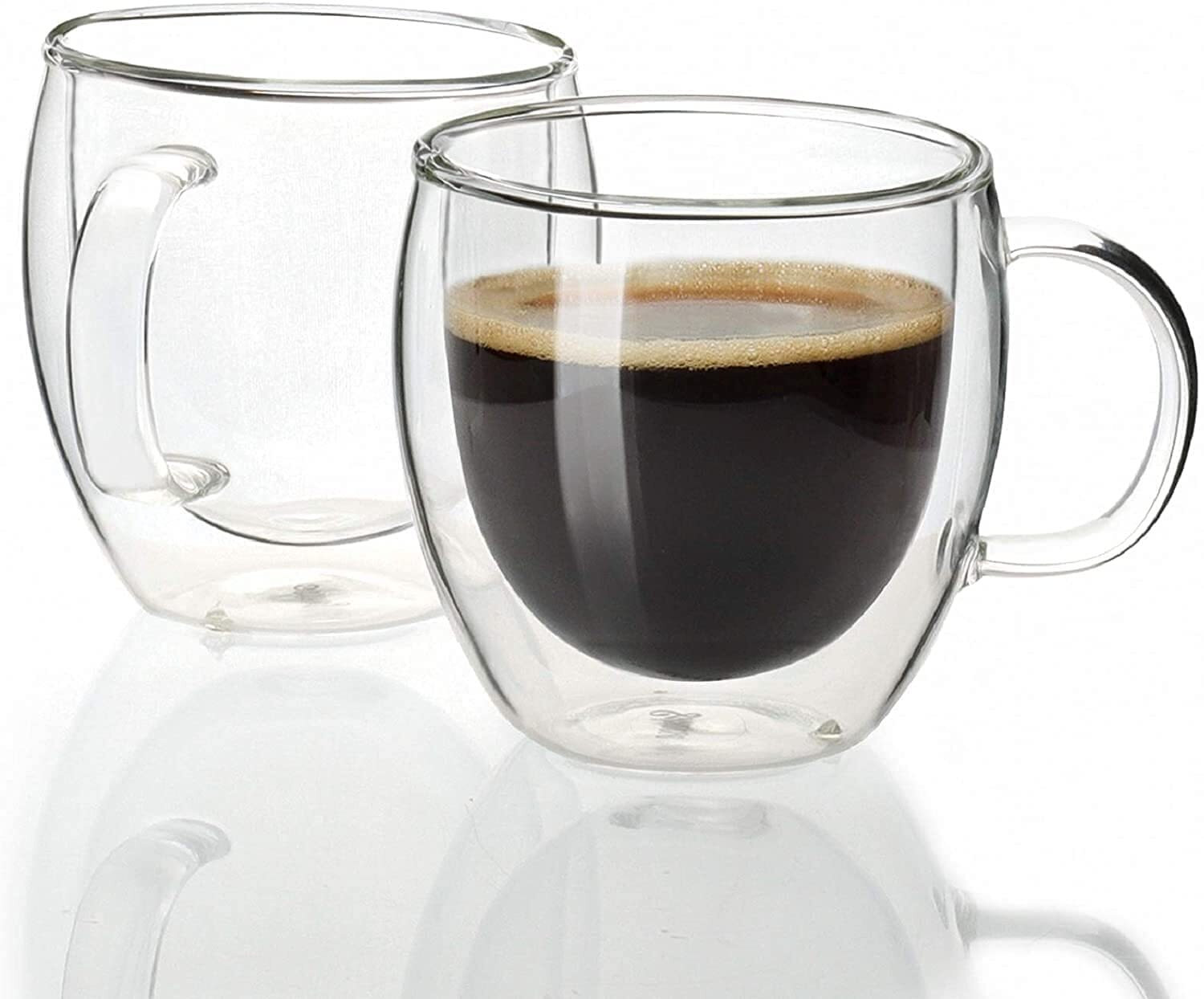 Image of IndusBay Double Walled Insulated microwave Safe Boroslicate Glass Cups for Tea, Coffee Glass Coffee Mug