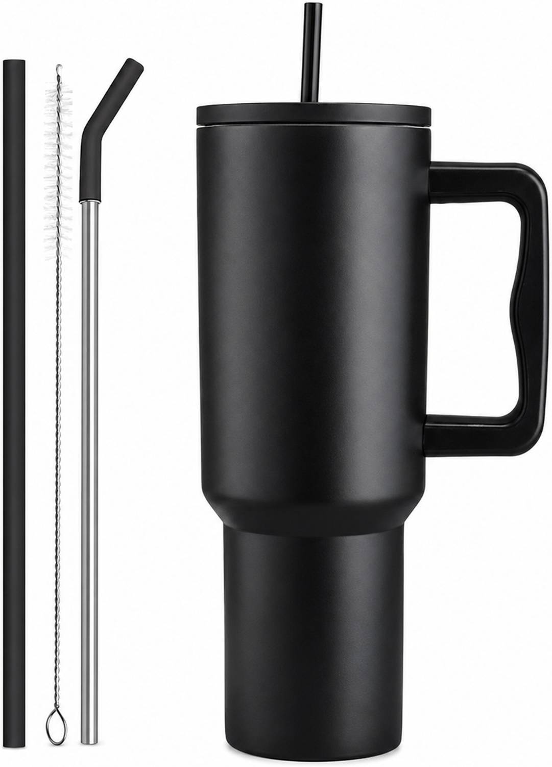 cropito 40oz Stainless Steel Tumbler with Straw & Lid Black - Image 2