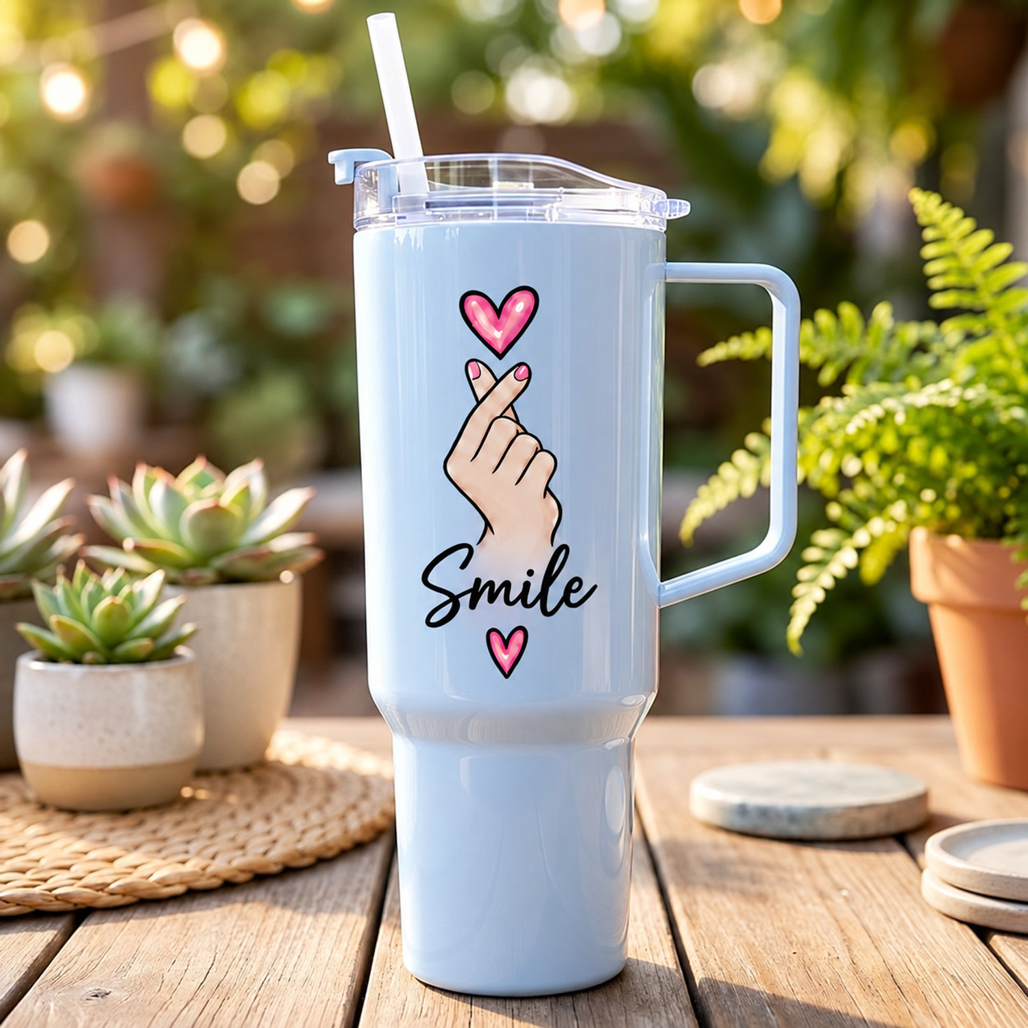 Image of TOONY 1800 ml BPA-Free Smile Plastic Tumbler with Straw, Lid & Handle Plastic Tumbler (1800 ml)