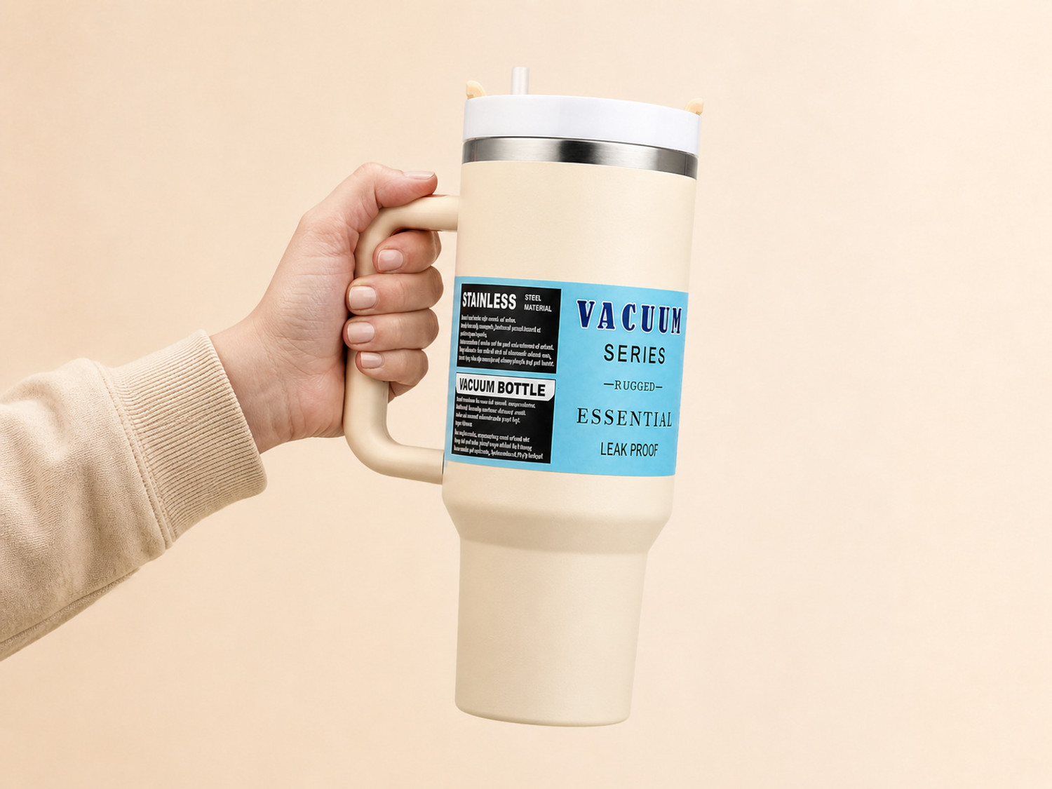 Image of papita TUMBLER Handle,Dual Lid,Drinking Straw,Hot&Cold Double Vacuum Insulated Flask Stainless Steel Tumbler