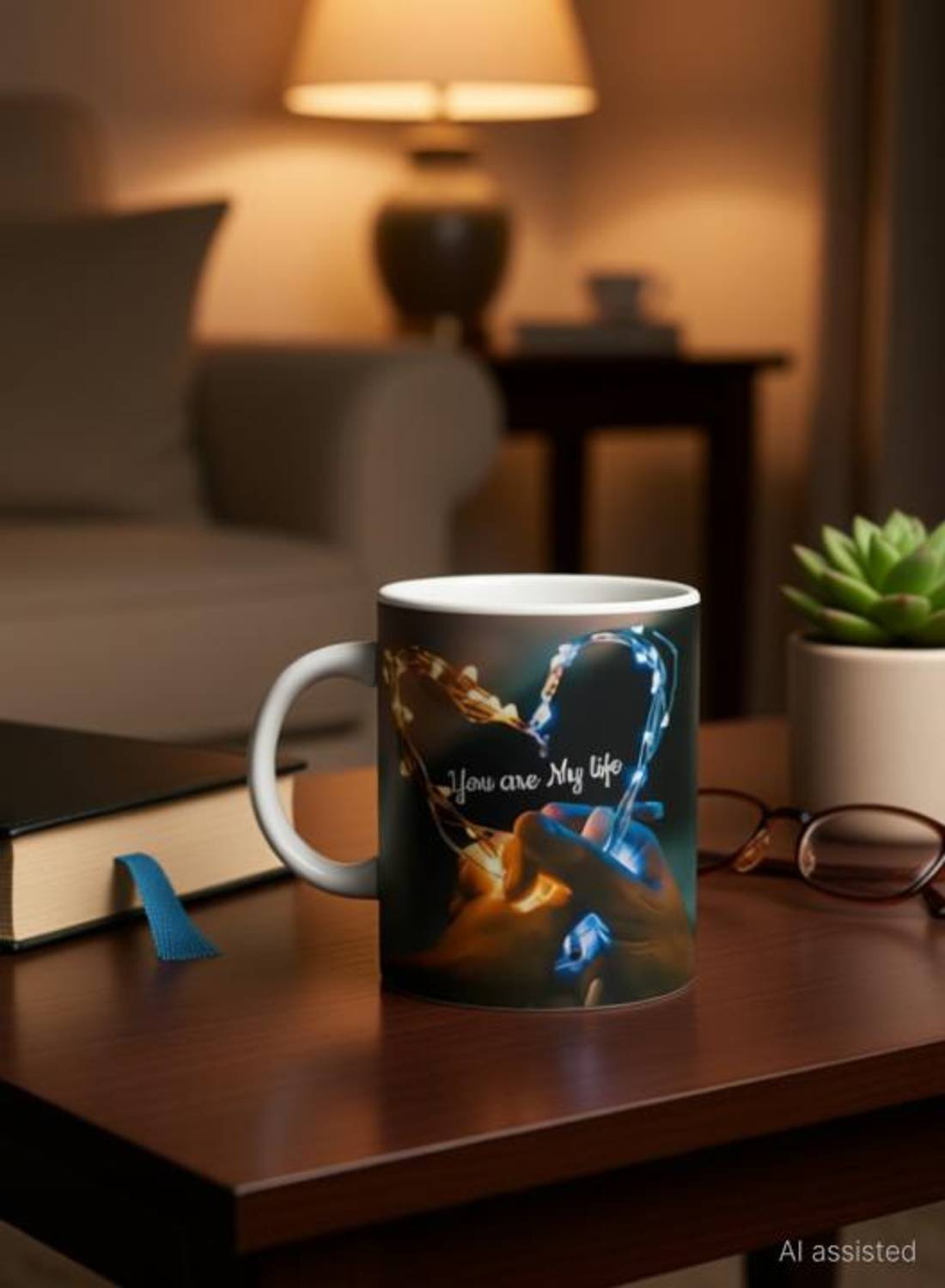 AMAR CREATION You Are My Life Printed White Tea & Coffee 350ml Ceramic for Couple's Ceramic Coffee Mug