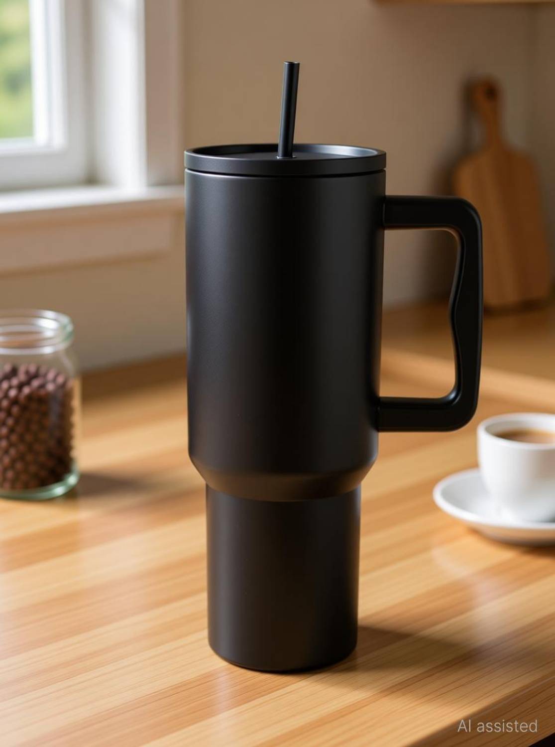cropito 40oz Stainless Steel Tumbler with Straw & Lid Black