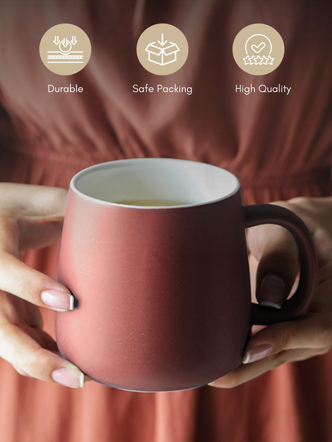 Image of Nestasia Matte Red Ceramic Coffee 350ml Microwave Safe for Latte, Cappuccino & Tea Ceramic Coffee Mug