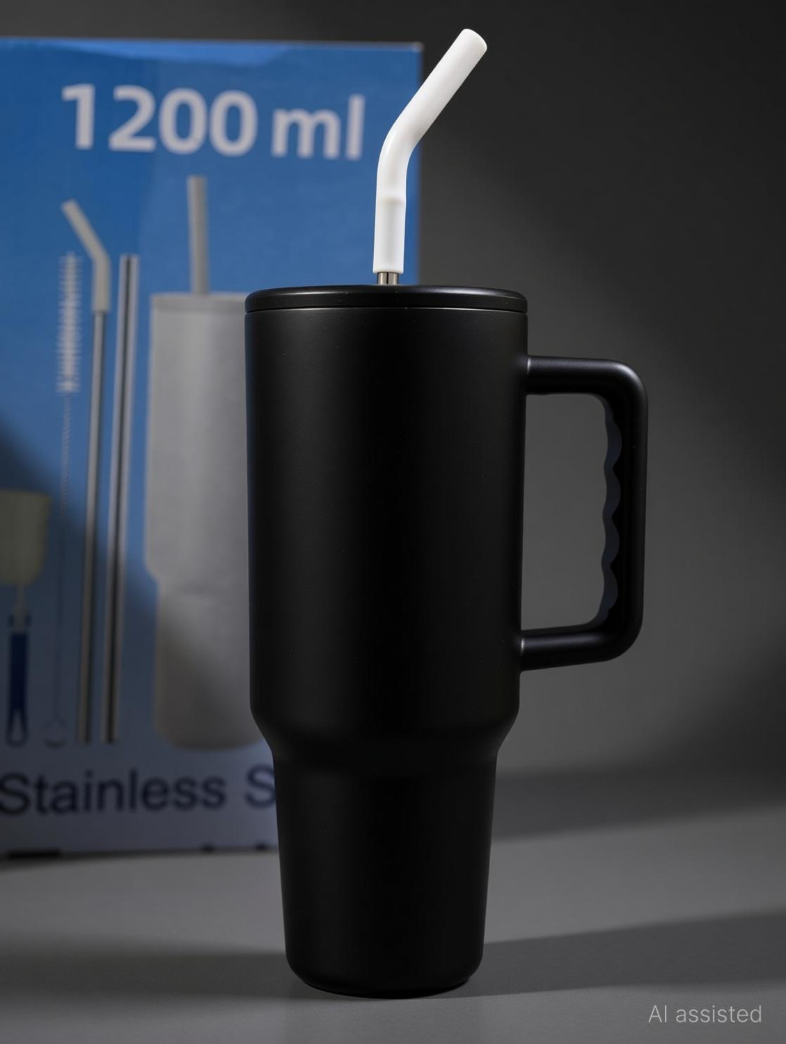 Image of MALBEC 1200ML Stainless Steel Tumbler with Handle, Lid & Straws - Travel Stainless Steel Tumbler