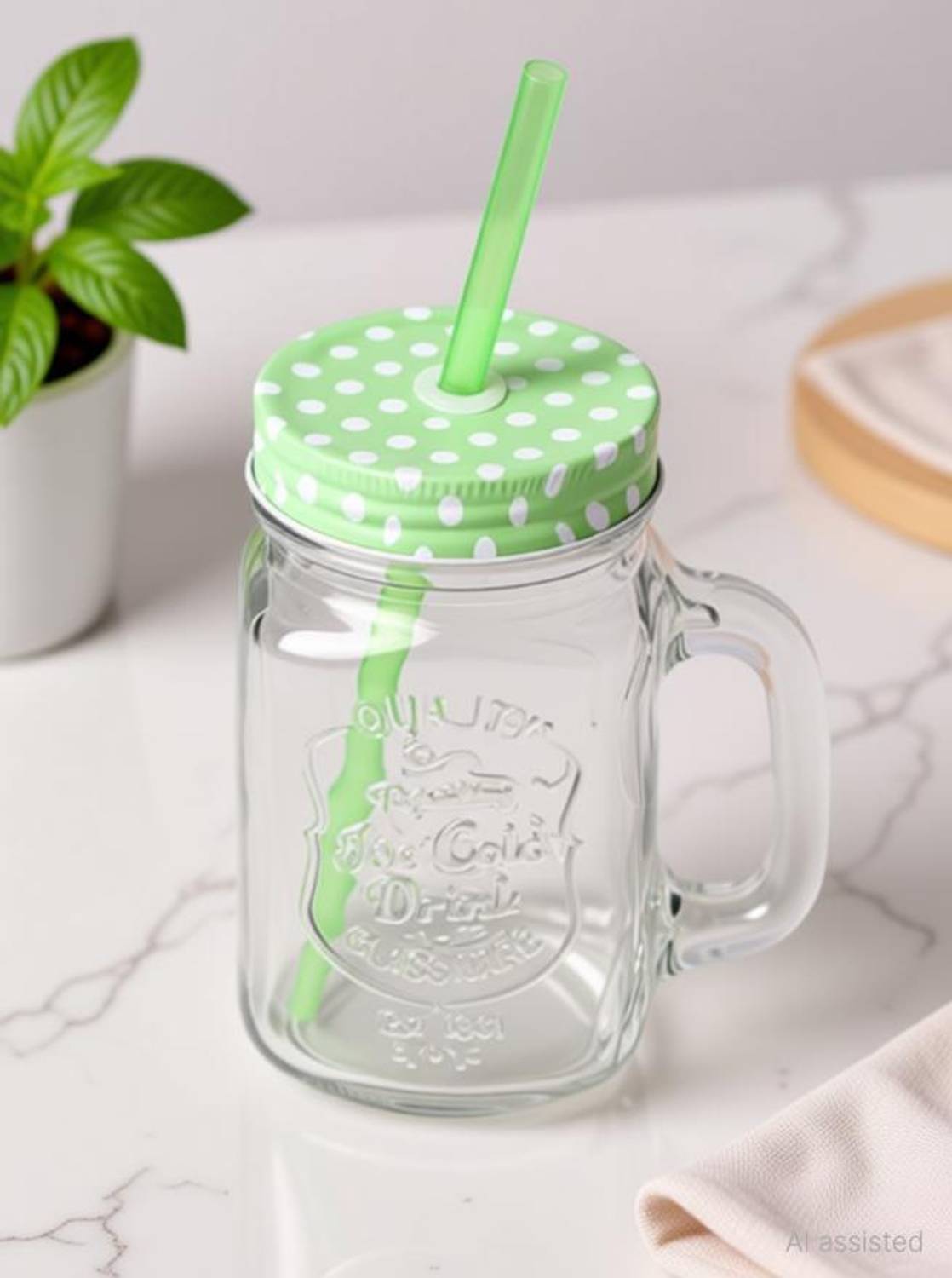 BUY SURETY Ice cream Fruit Cold Drink Infusion Bottle To Drink Cute Water Bottles Straw Jar Cold Coffee Ice Tea Jar Glass Mason Jar