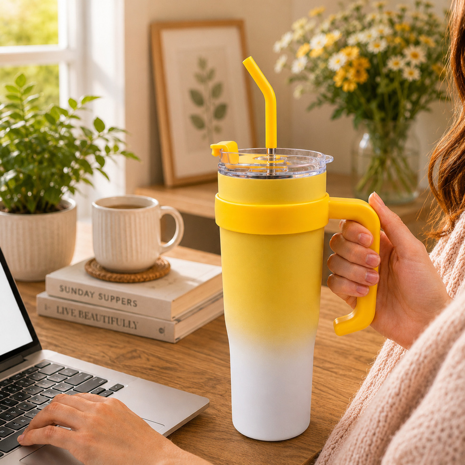 Image of TOONY BNB Stainless Steel Insulated two color Tumbler with stickers Plastic Tumbler (1200 ml)