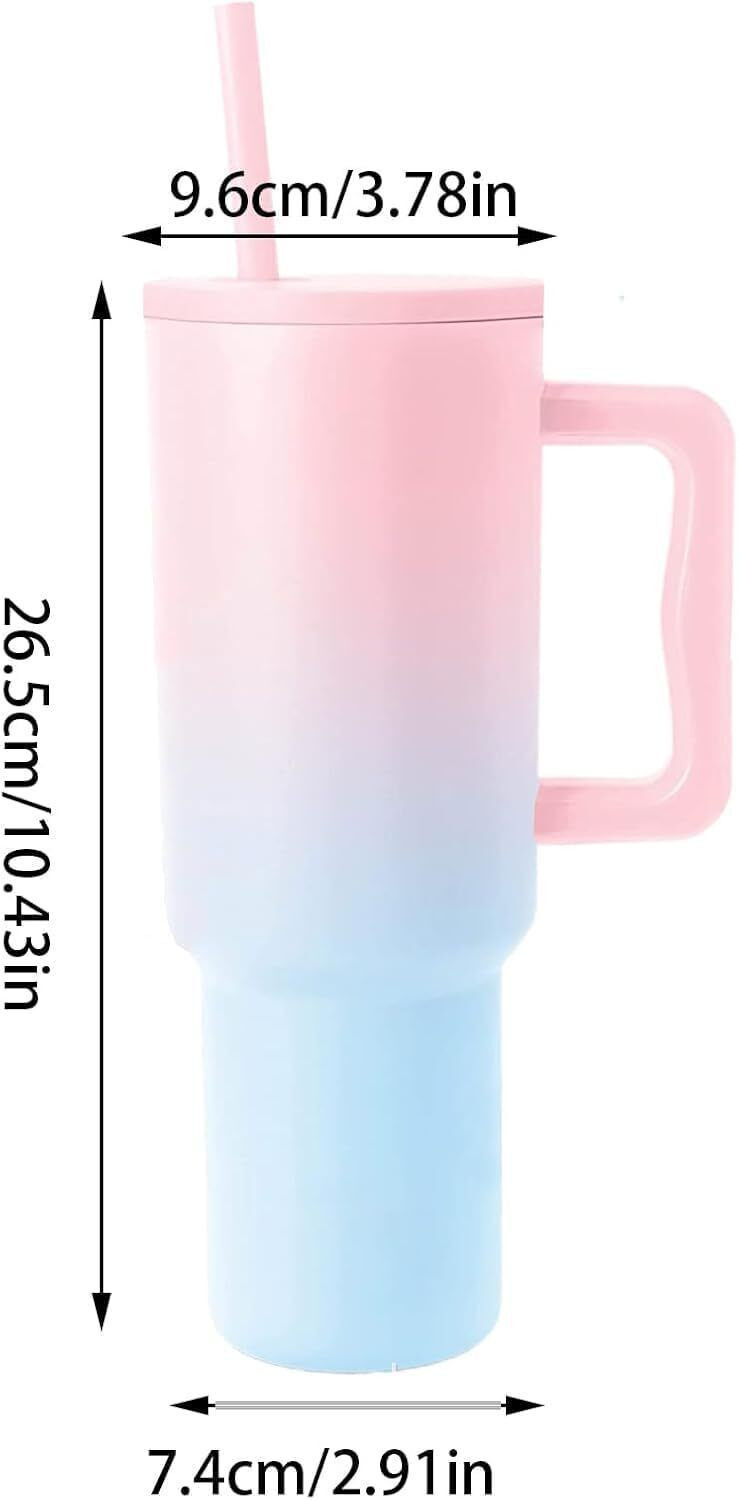 Image of PRIMEZOON Tumbler Sipper With Handle, Straw And Lid, Double Wall Insulated Stainless Steel Tumbler