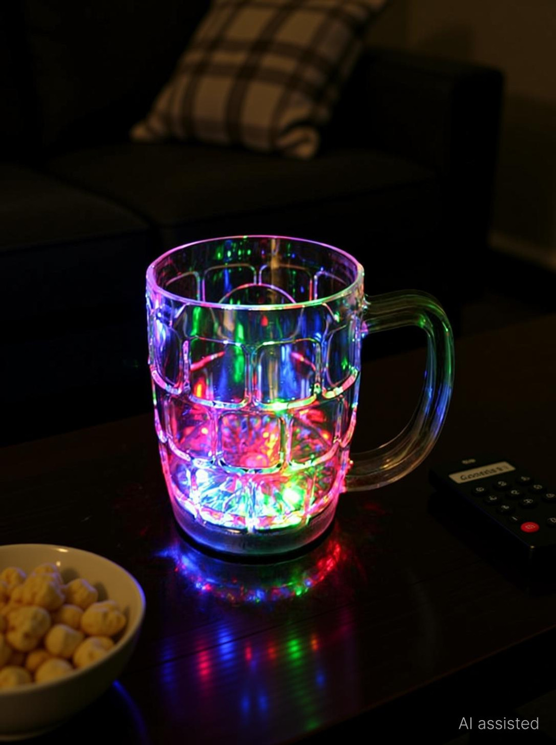 Image of GoodsNet Inductive Rainbow Color Cup LED Flashing 7 Color Changing Light. Pour Water or Tea, Lighting Cup, Easy battery replace Glass (250 ml) Glass Beer Mug