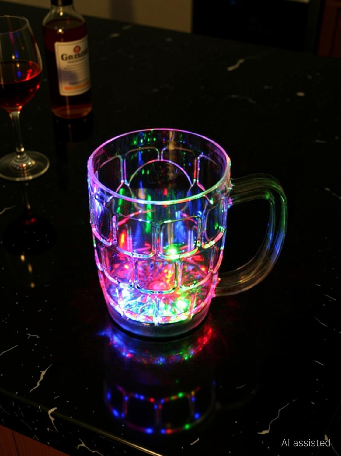 Image of GoodsNet Inductive Rainbow Color Cup LED Flashing 7 Color Changing Light. Pour Water or Tea, Lighting Cup, Easy battery replace Glass (250 ml) Glass Beer Mug