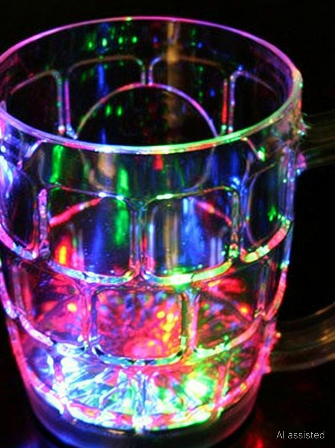 Image of GoodsNet Inductive Rainbow Color Cup LED Flashing 7 Color Changing Light. Pour Water or Tea, Lighting Cup, Easy battery replace Glass (250 ml) Glass Beer Mug