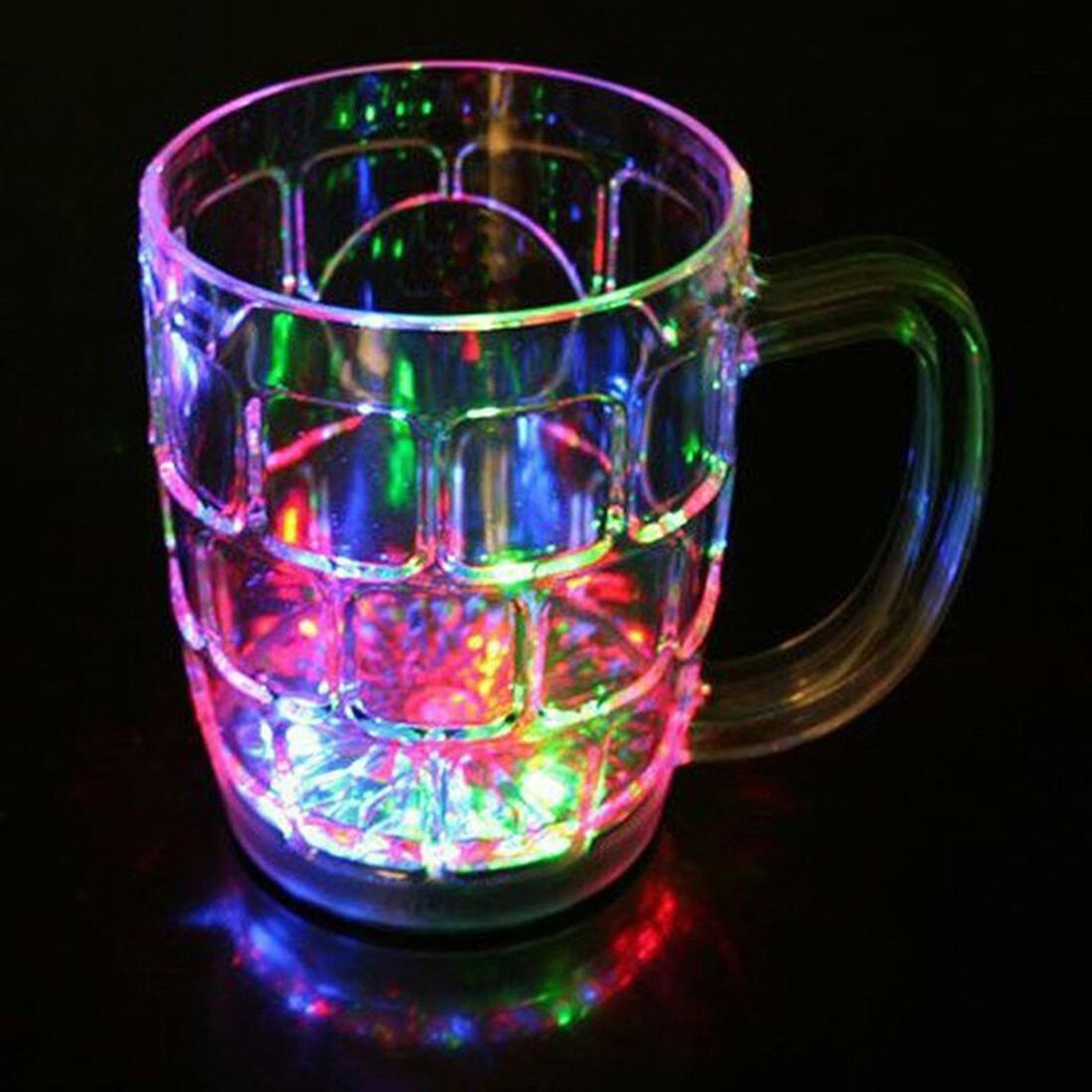 Image of GoodsNet Inductive Rainbow Color Cup LED Flashing 7 Color Changing Light. Pour Water or Tea, Lighting Cup, Easy battery replace Glass (250 ml) Glass Beer Mug