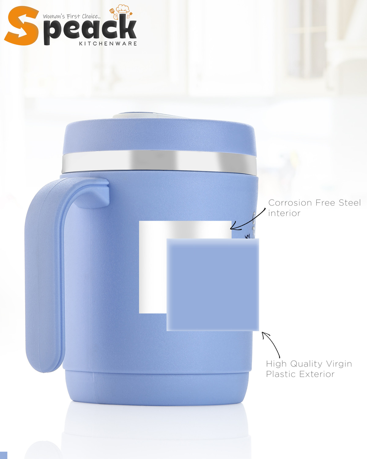 Image of SPEACK Comfortable Grip Lightweight Double Wall Odor Free Stain Resistant Plastic, Stainless Steel Coffee Mug