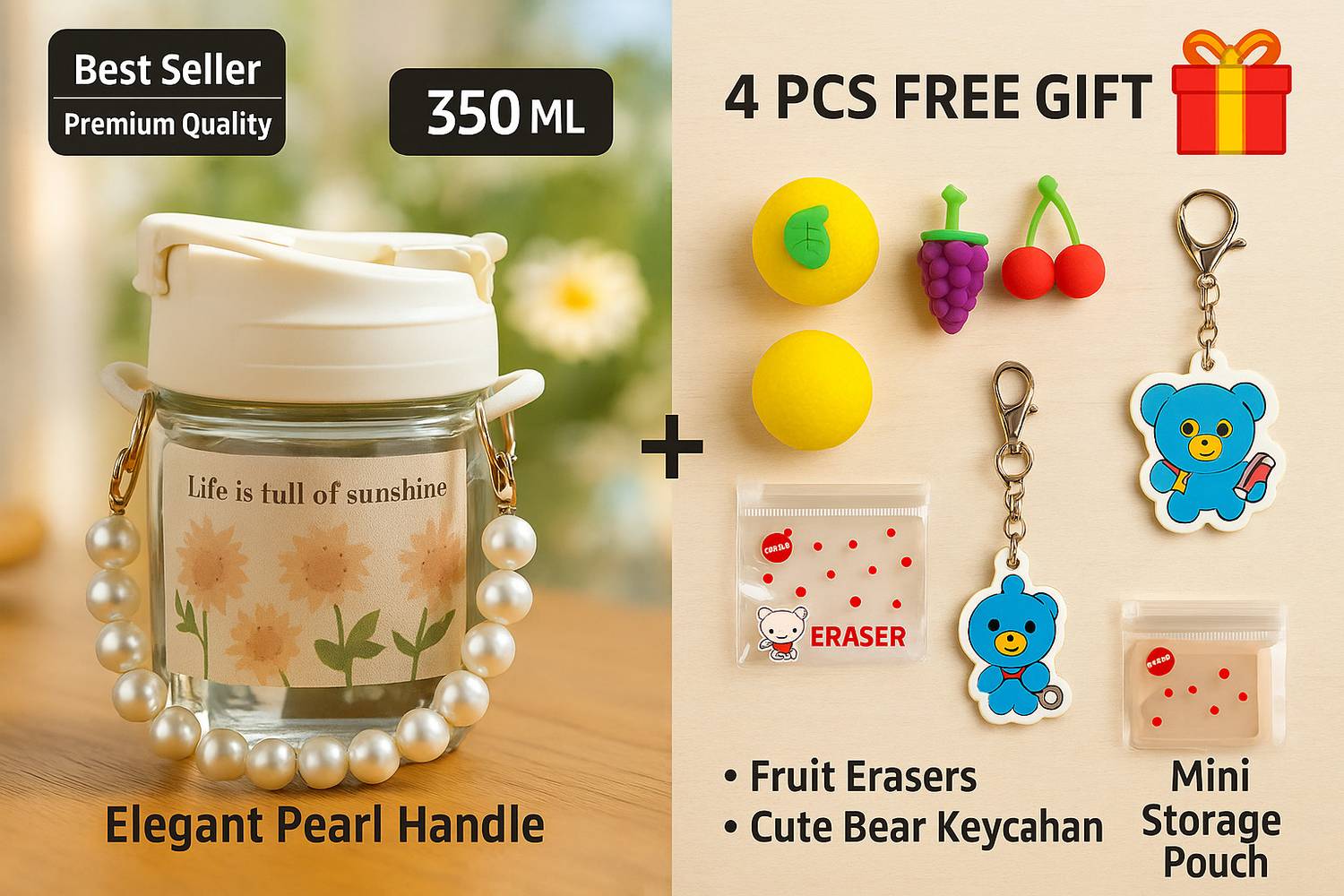 AANZIA aesthetic pearl chain moti mug Glass Coffee Mug
