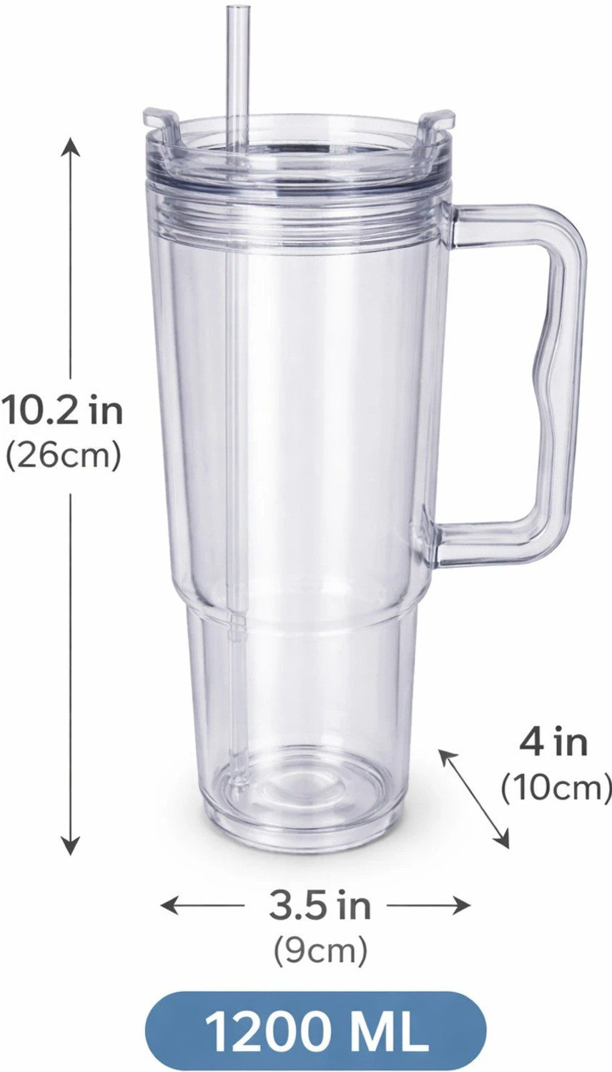 Image of PICKDOM Premium Stenley Light Blue QUENCHER PRO Stainless Steel Tumbler (1200 ml) Glass, Plastic, Stainless Steel Tumbler