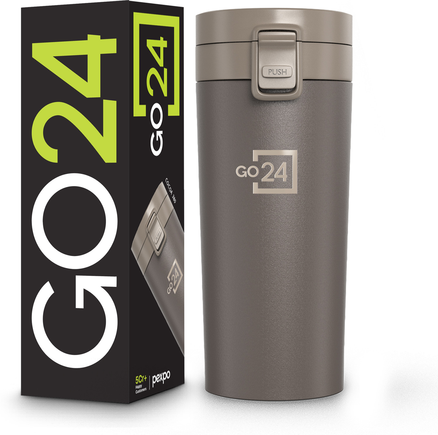 Image of Go24 Cocoa Vacuum Insulated Hot & Cold Spill Proof Stainless Steel Coffee Mug