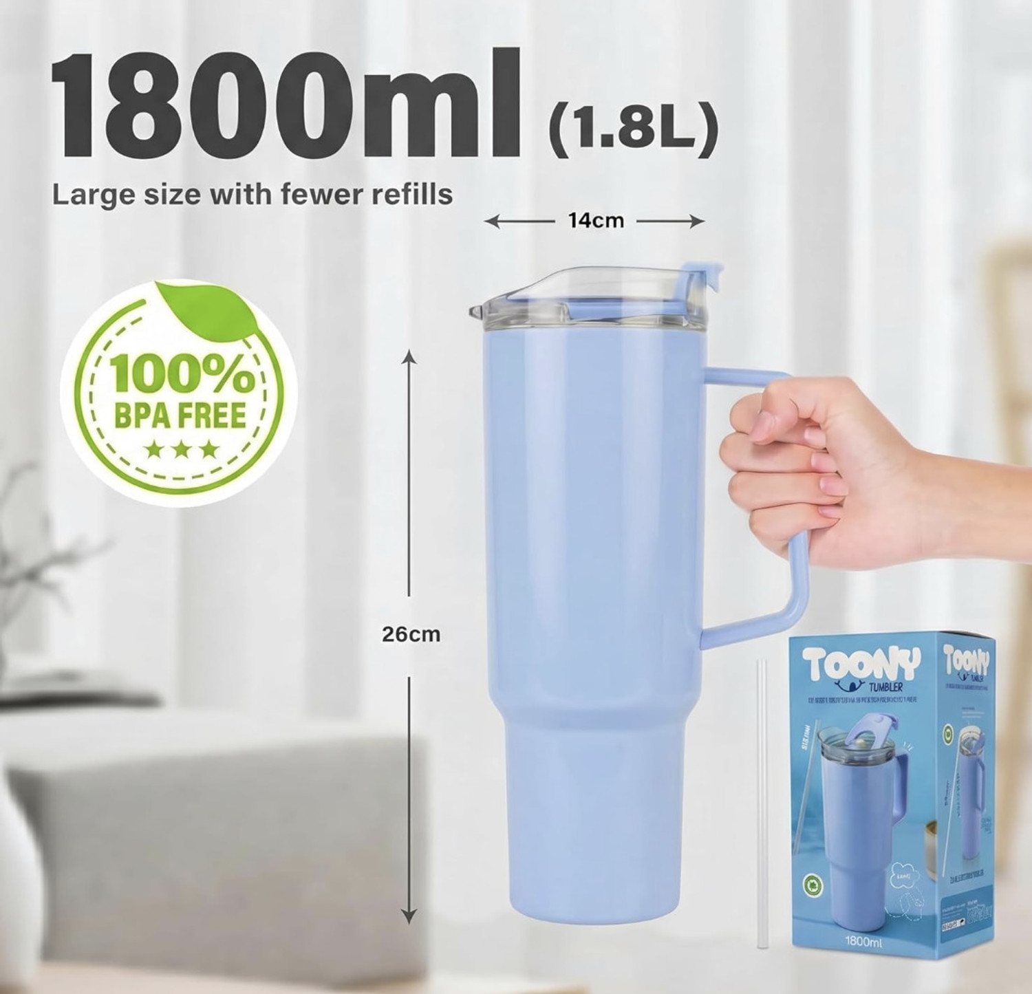 Image of tonny Hydration Tumbler with Straw & Handle Reusable for Juice,Cold Drinks Plastic Tumbler