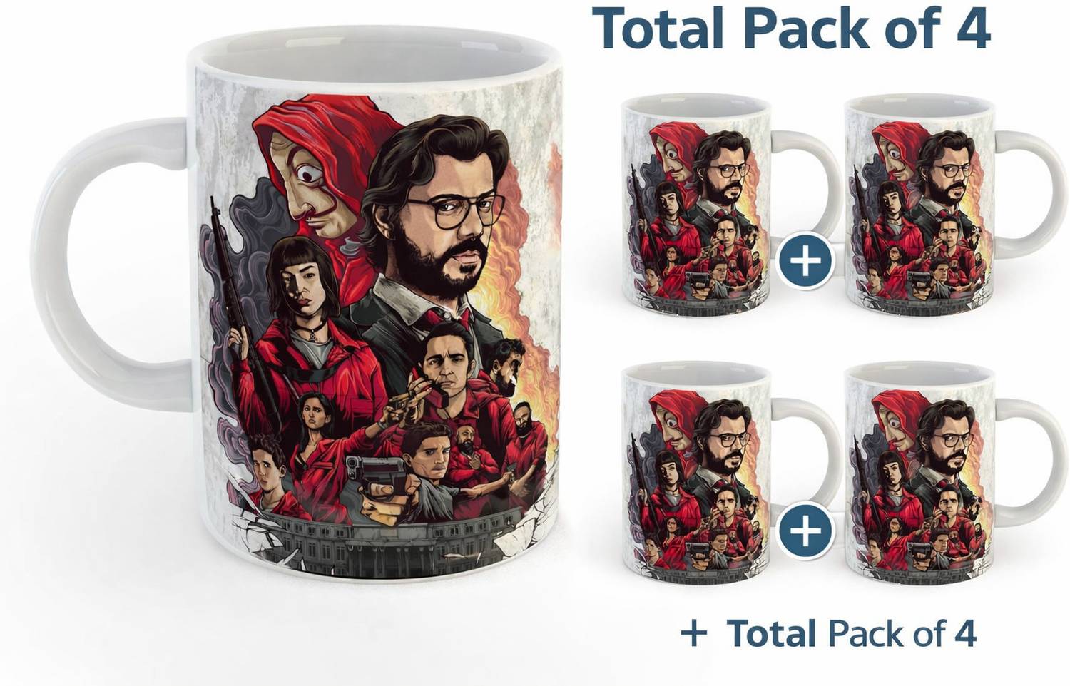 BuyAmaze Netflix Money Heist Characters Painting Design Ceramic Coffee Mug