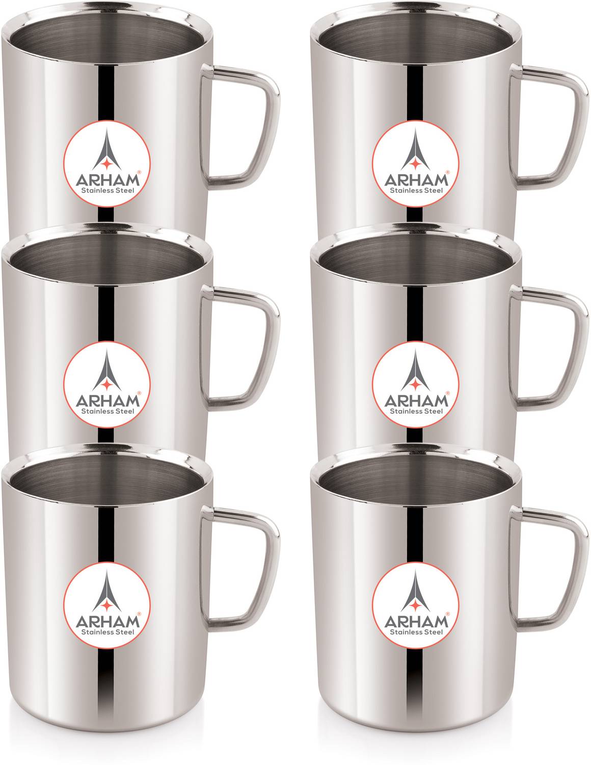 ARHAM STAINLESS STEEL Double Wall TEA/COFFEE Sober Cup Stainless Steel Coffee Mug
