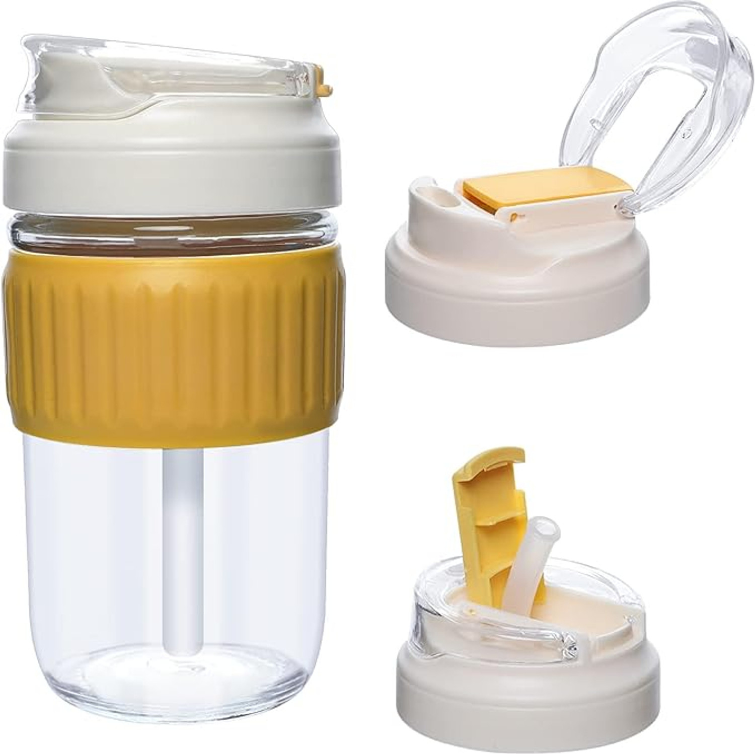 Image of Convoke Glass Sipper Bottle with Straw & Silicone Sleeve(500 ml pack of 1) Glass Tumbler