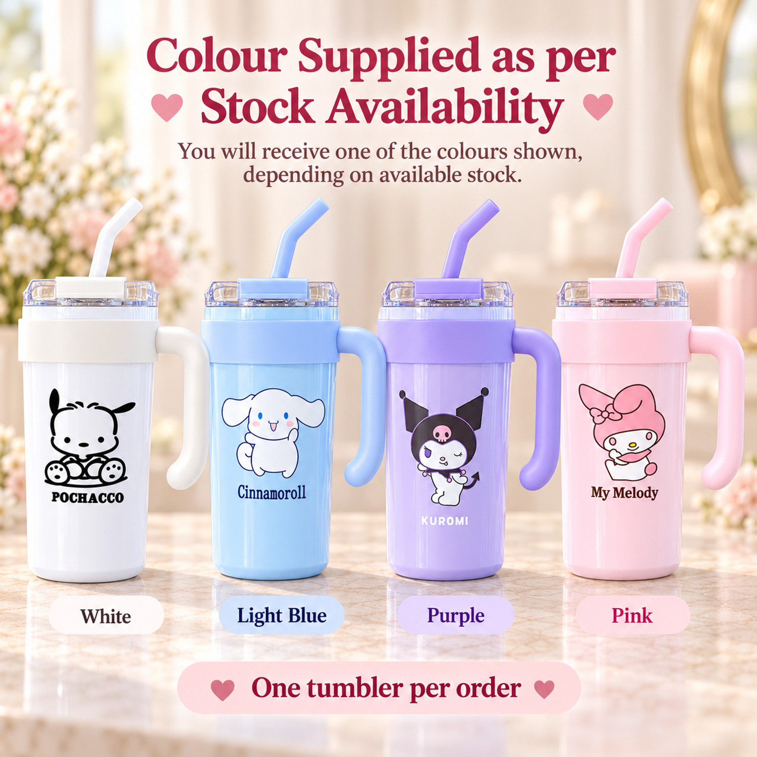 Image of Ritora Vacuum Insulated Tumbler with Handle & 4 Stainless Steel Straws Stainless Steel Tumbler