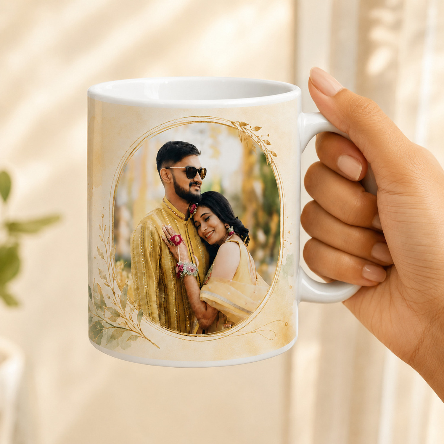 Image of Rudhransh creation Personalized Anniversary Photo for Couple Ceramic Coffee Mug