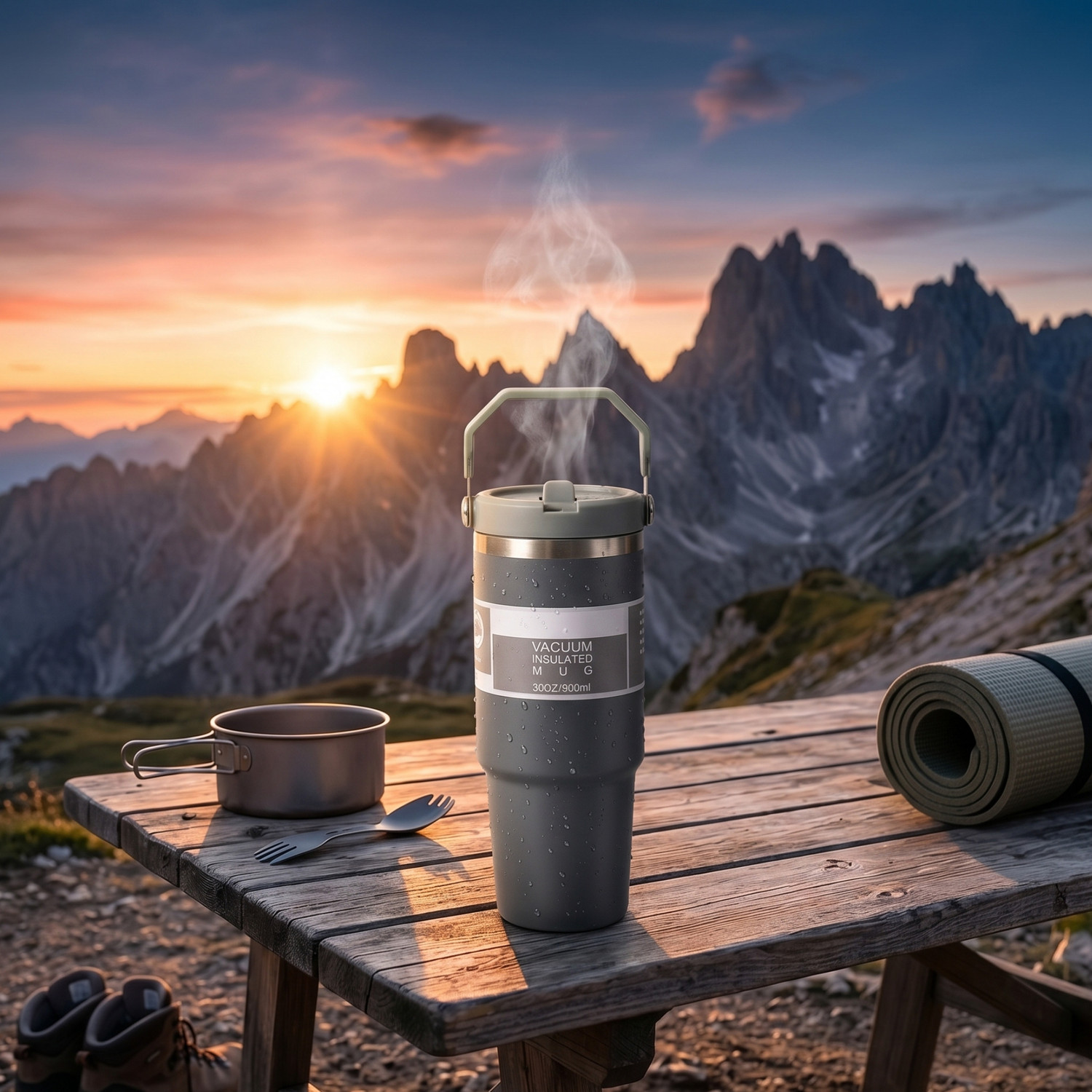 Image of Vrinda tumbler | 12H hot and 24H cold | stainless still | (900 ml) Stainless Steel Tumbler (900 ml)