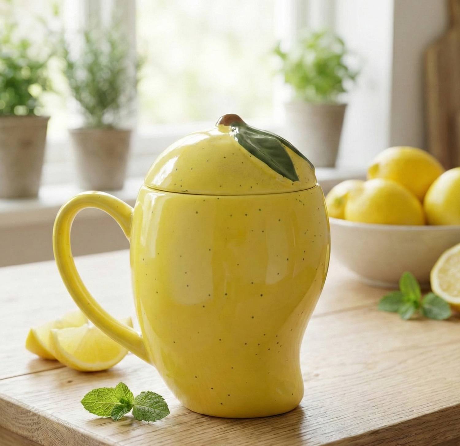 ABC Yellow Ceramic Mango with Lid - 3D Fruit Milk Coffee Tea Cup Gift Ceramic Coffee Mug