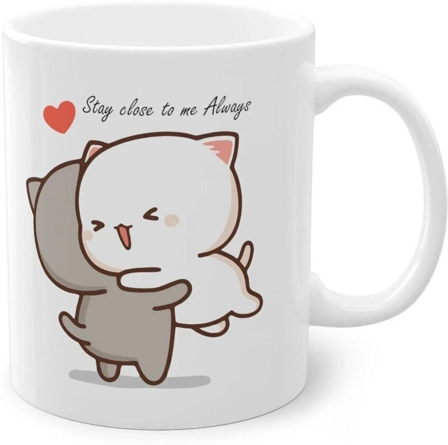 Image of FlashTale Goma & Peach Stay Close to me Always printed gift for couple white Ceramic Coffee Mug