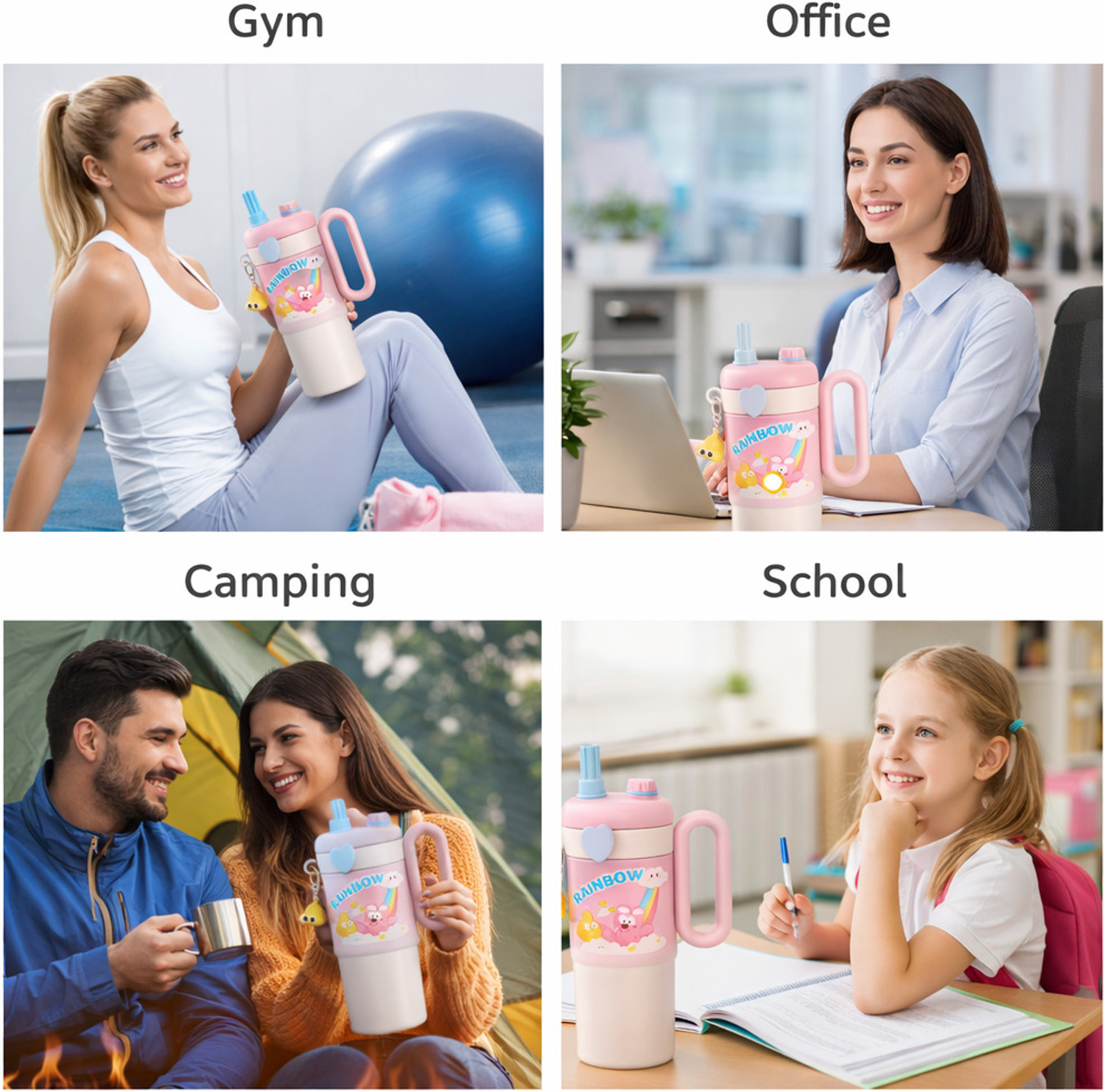 Image of LIVORA 850ml Stainless Steel Tumbler Bottle Sipper Straw & Direct Drink Stainless Steel Tumbler