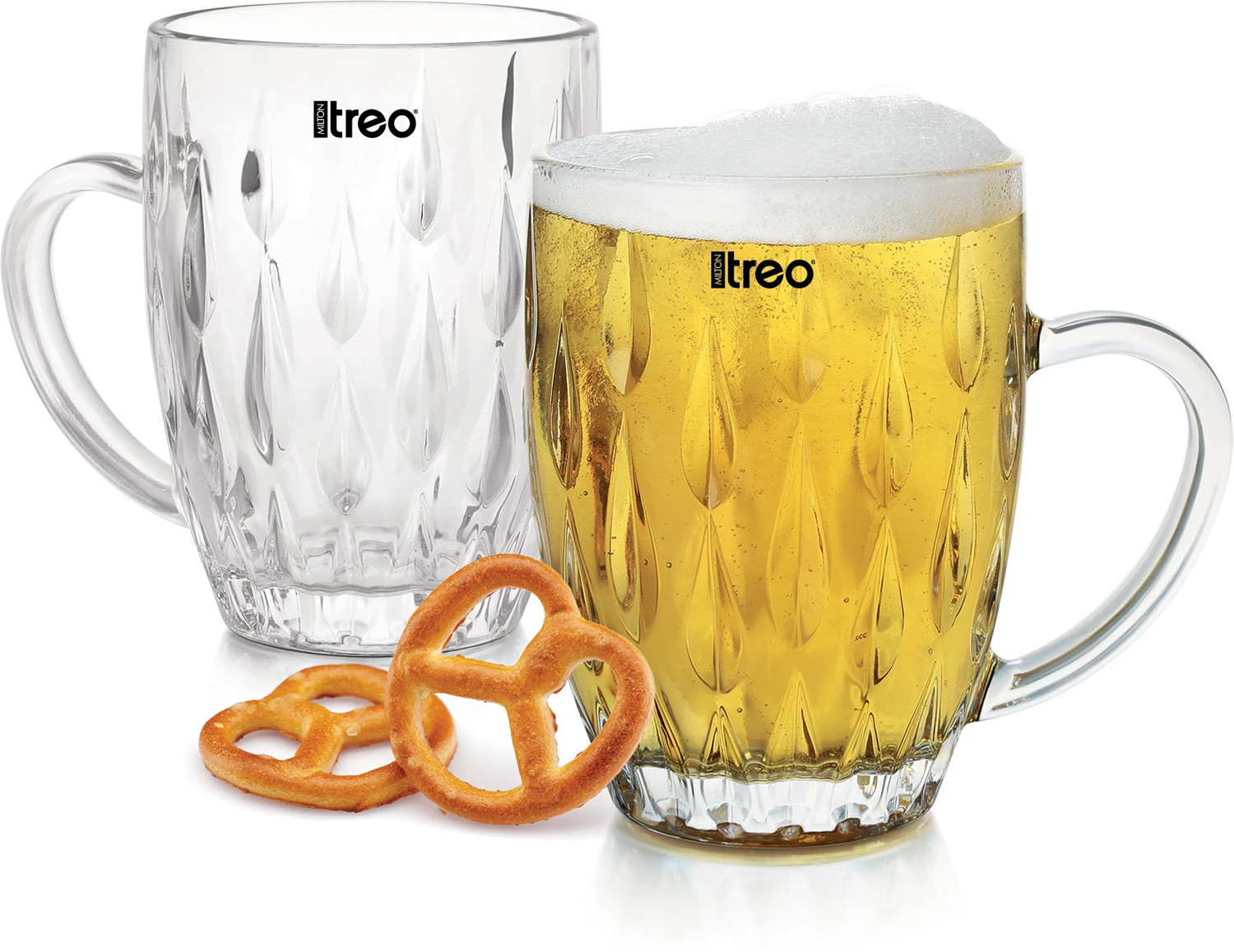 Image of TREO Lennox Beer Glasses for Juice, Mocktail, Transparent, 400 ml each Glass Beer Mug