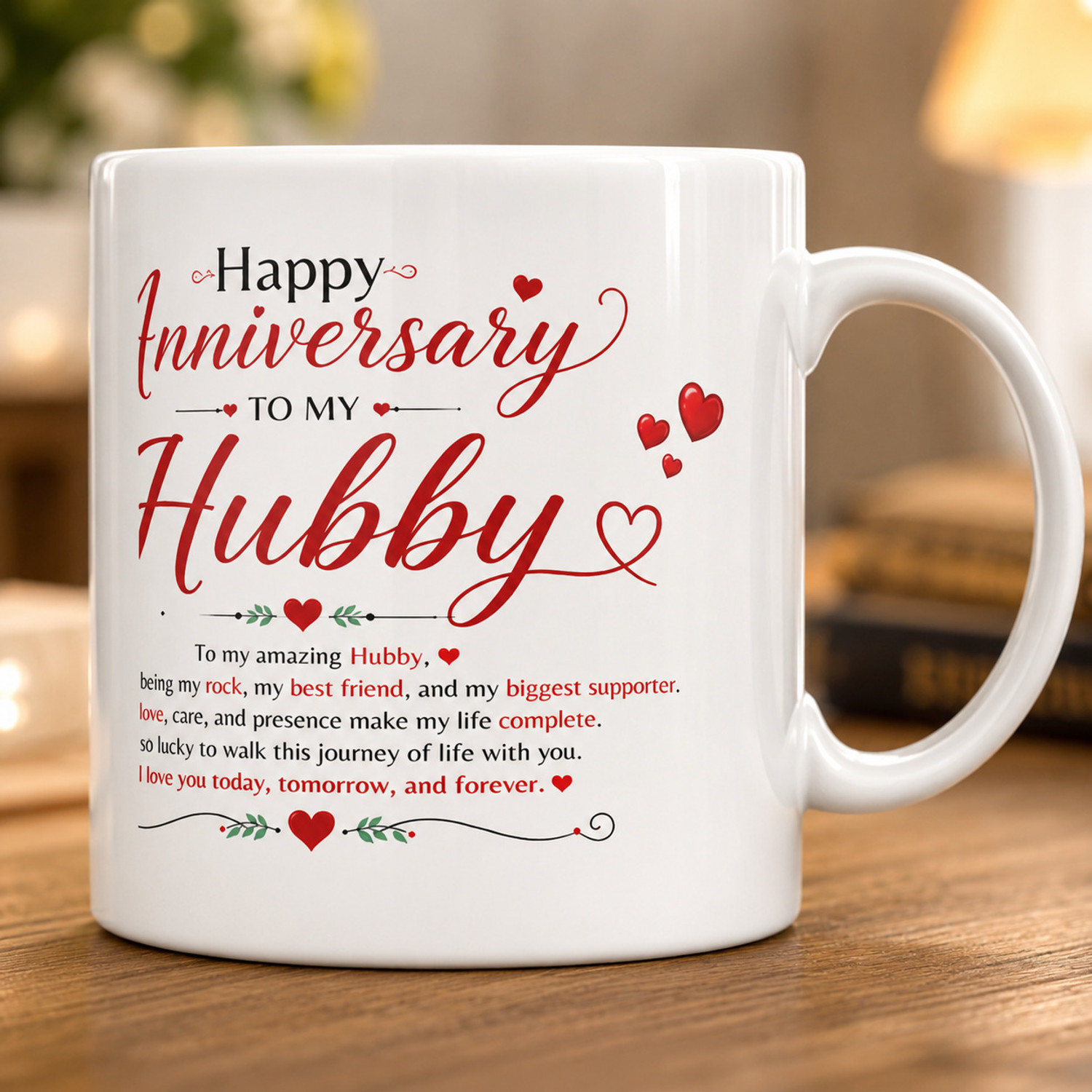 Image of Zivontra Happy Anniversary Hubby | Anniversary Gift for Husband Ceramic Coffee Mug