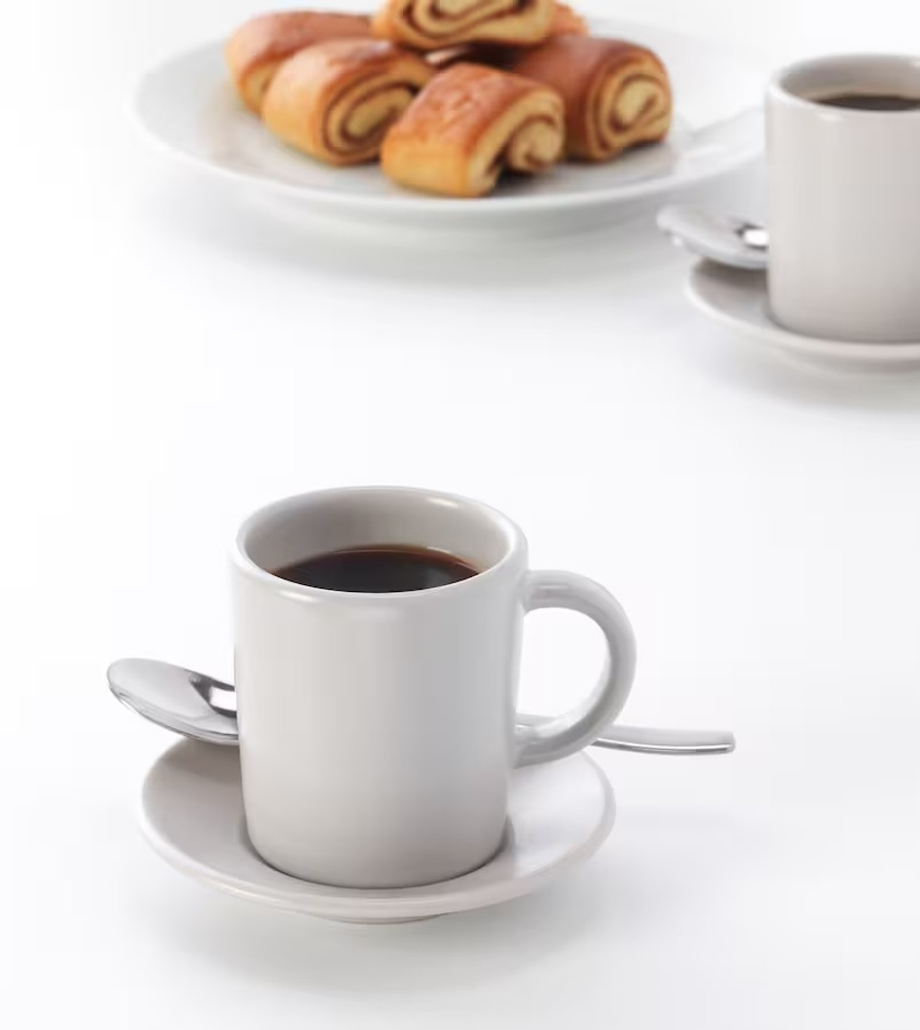 Image of IKEA Espresso cup and saucer, beige, 9 cl (3 oz) Glass Coffee Mug