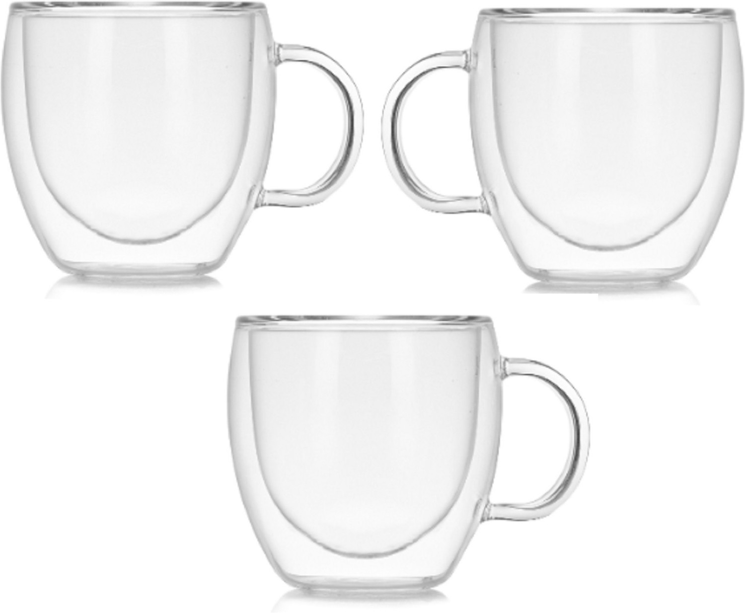 Image of IndusBay Double Walled Insulated microwave Safe Borosilicate Glass Cups for Tea, Coffee Glass Coffee Mug